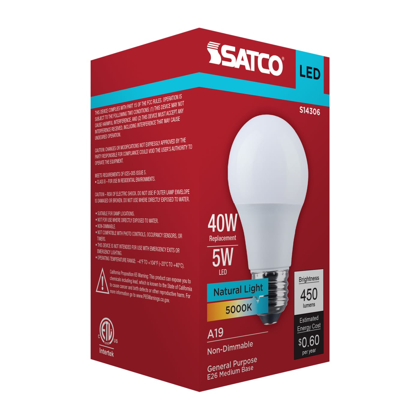 5A19L/850/E26/P/ND/1PK - S14306