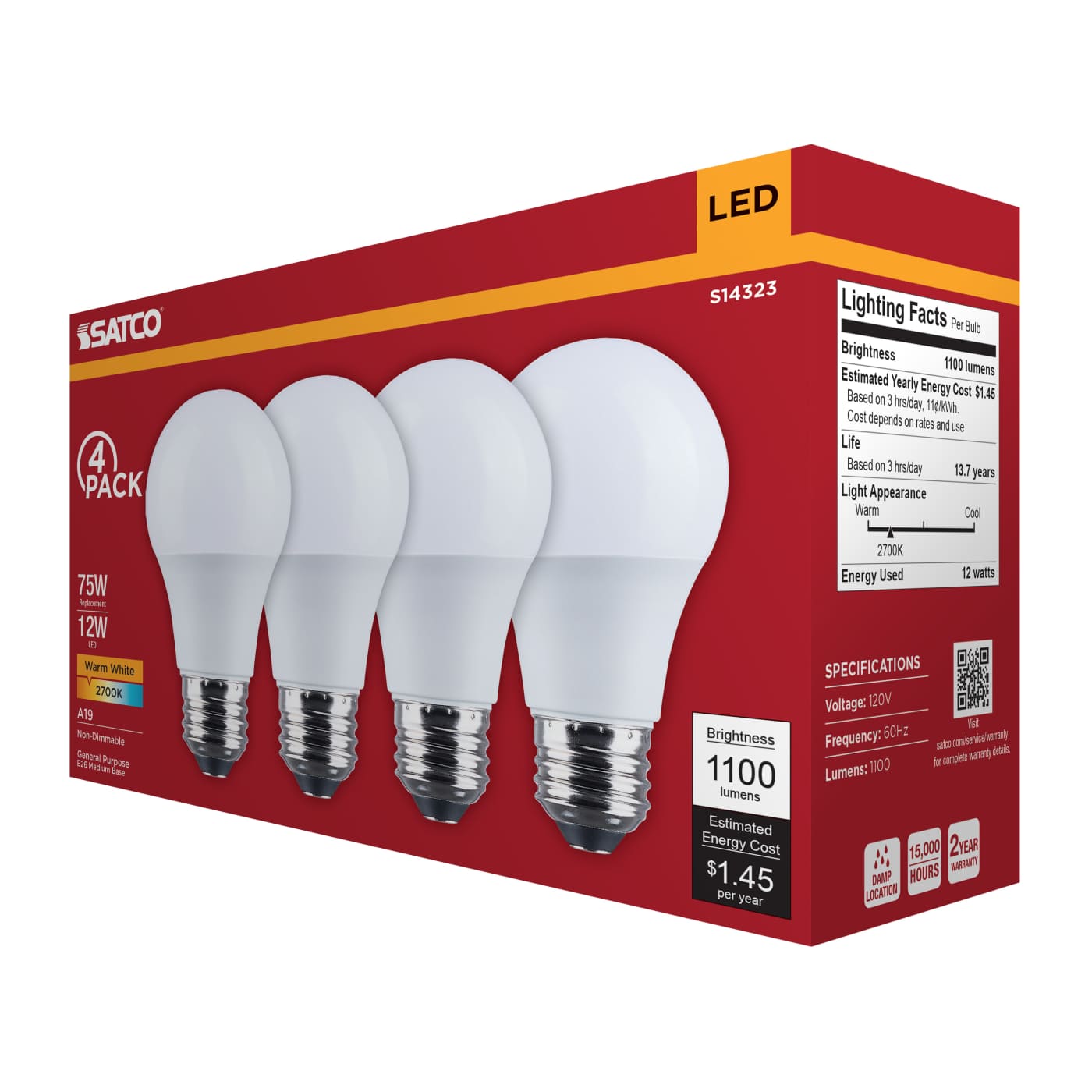12A19L/827/E26/P/ND/4PK - S14323