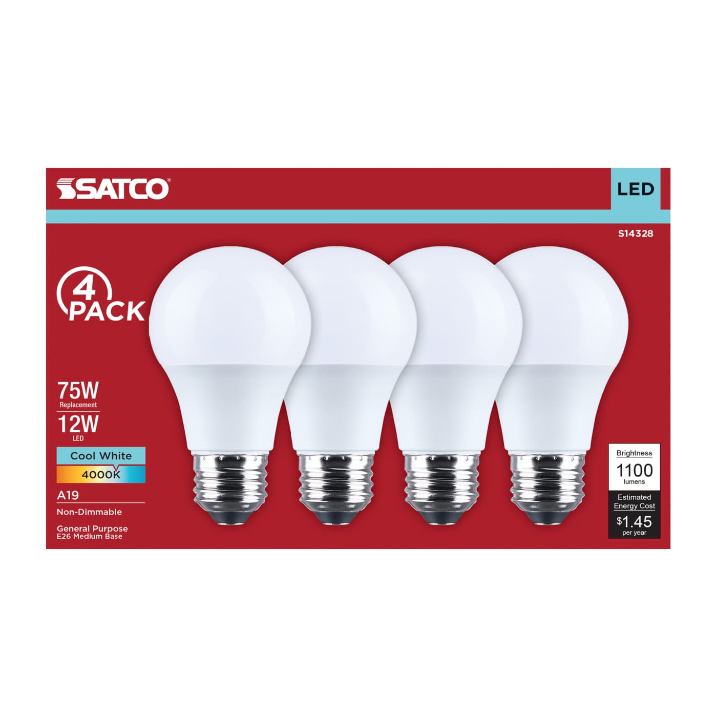 12A19L/840/E26/P/ND/4PK - S14328