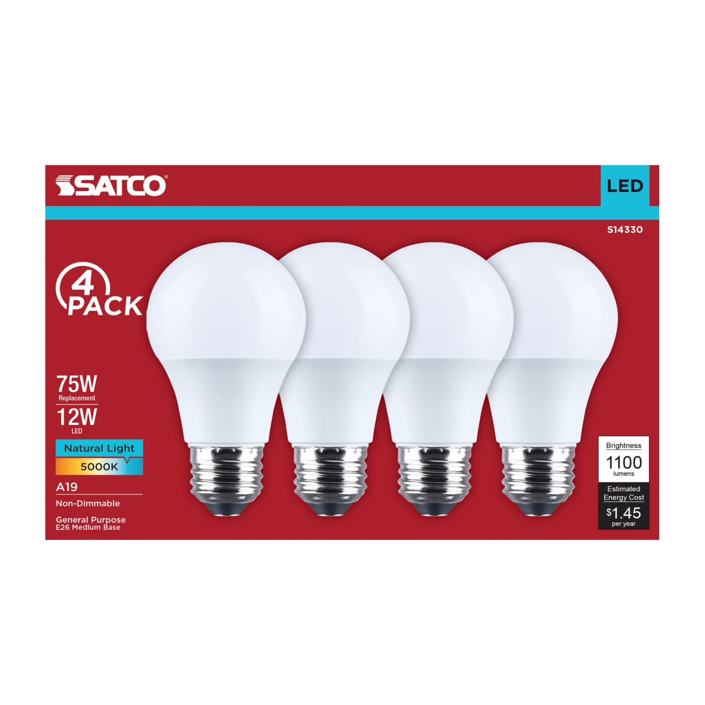 12A19L/850/E26/P/ND/4PK - S14330