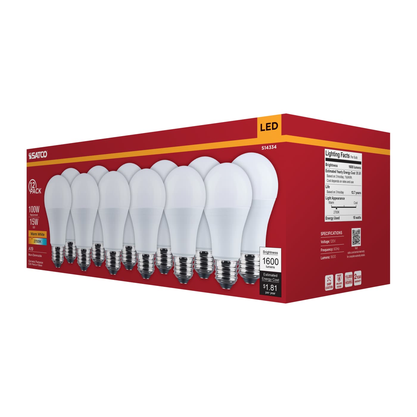 15A19L/827/E26/P/ND/12PK - S14334