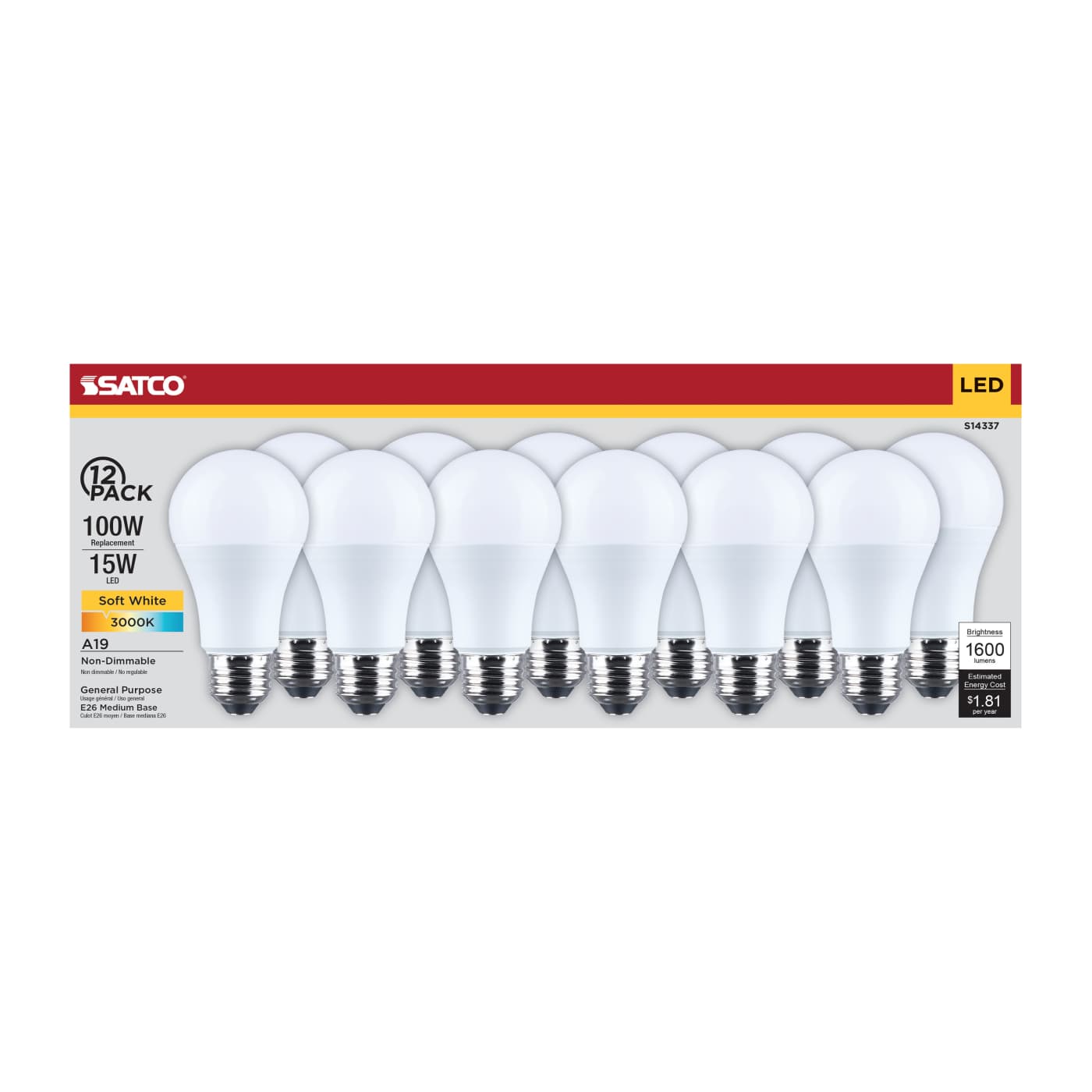 15A19L/830/E26/P/ND/12PK - S14337