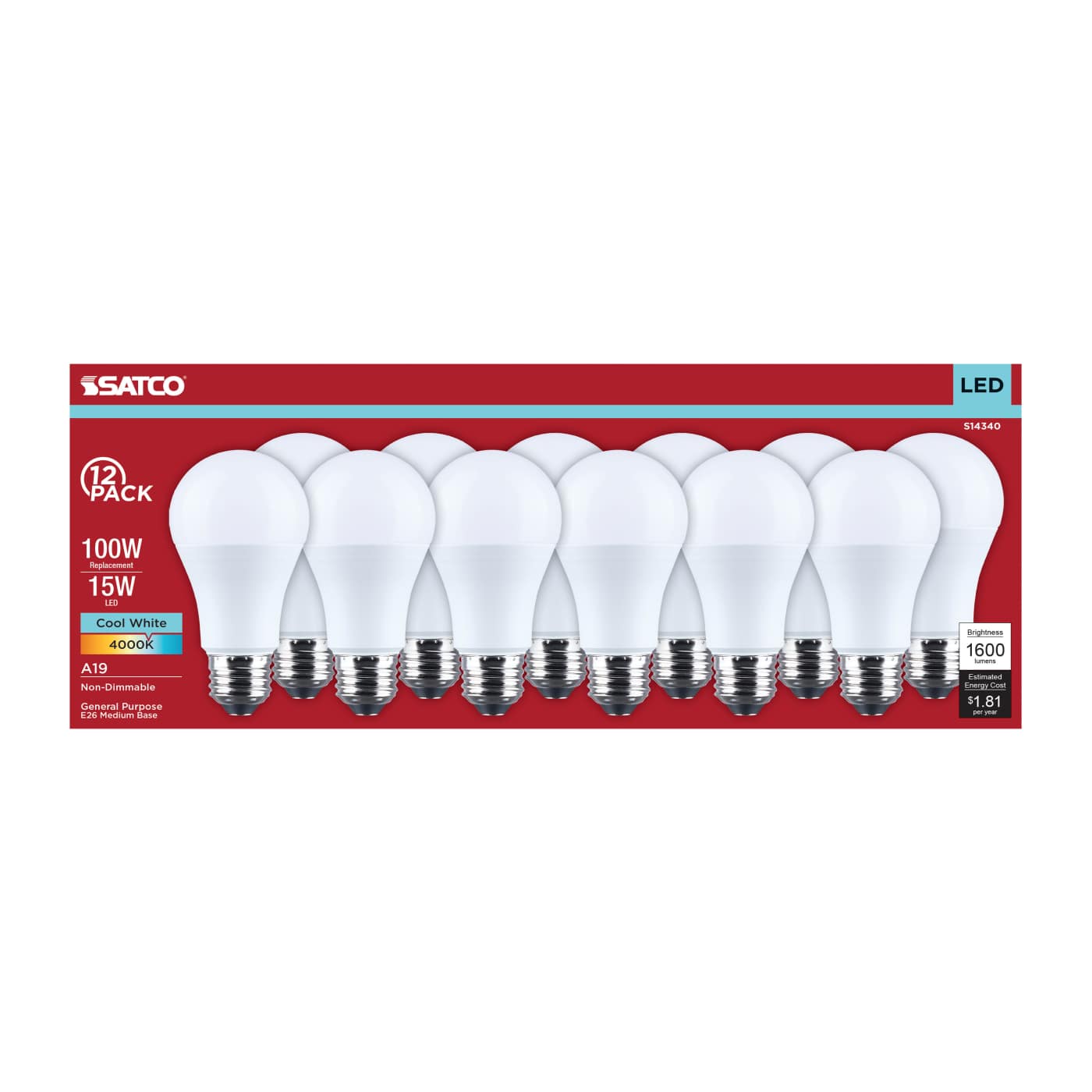 15A19L/840/E26/P/ND/12PK - S14340