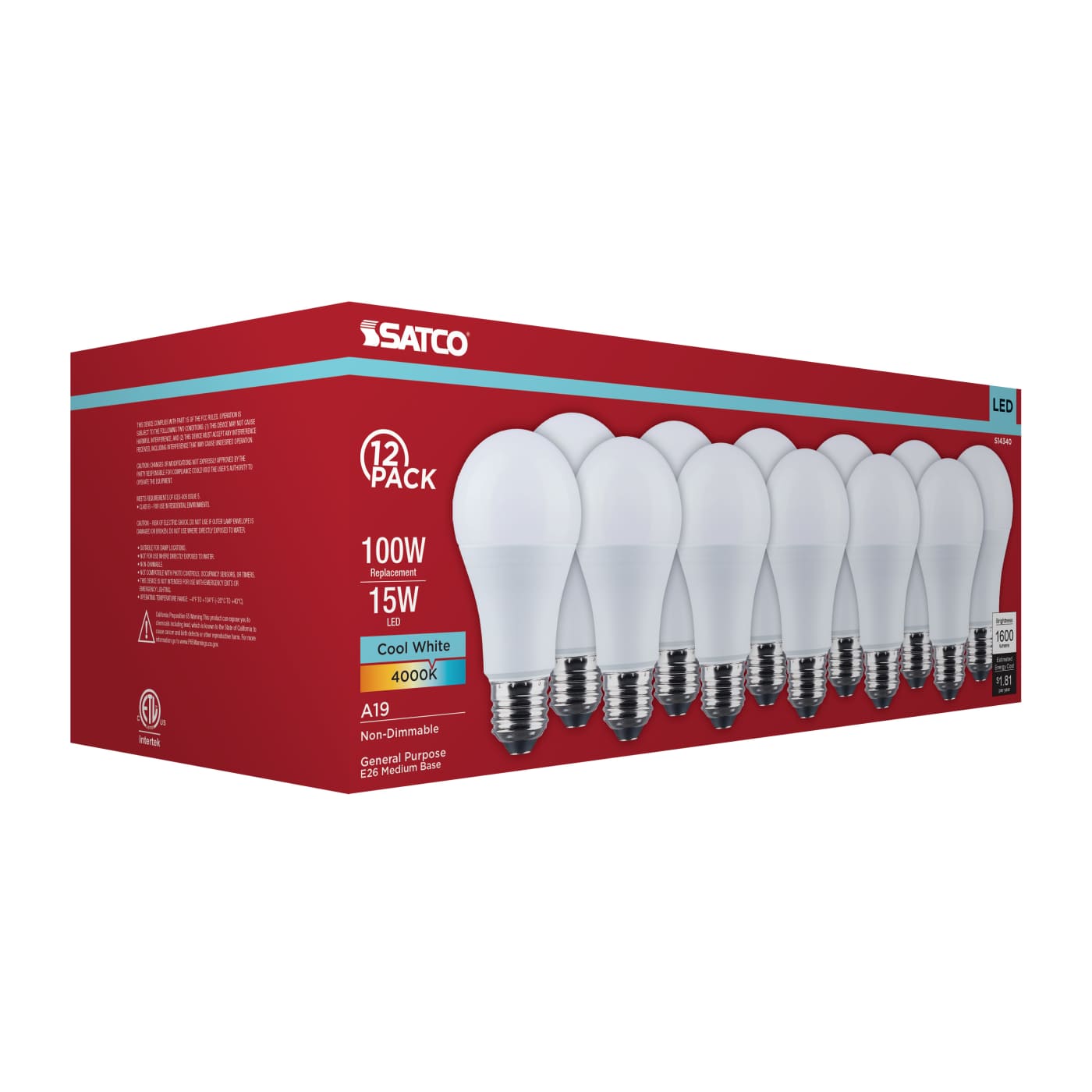 15A19L/840/E26/P/ND/12PK - S14340