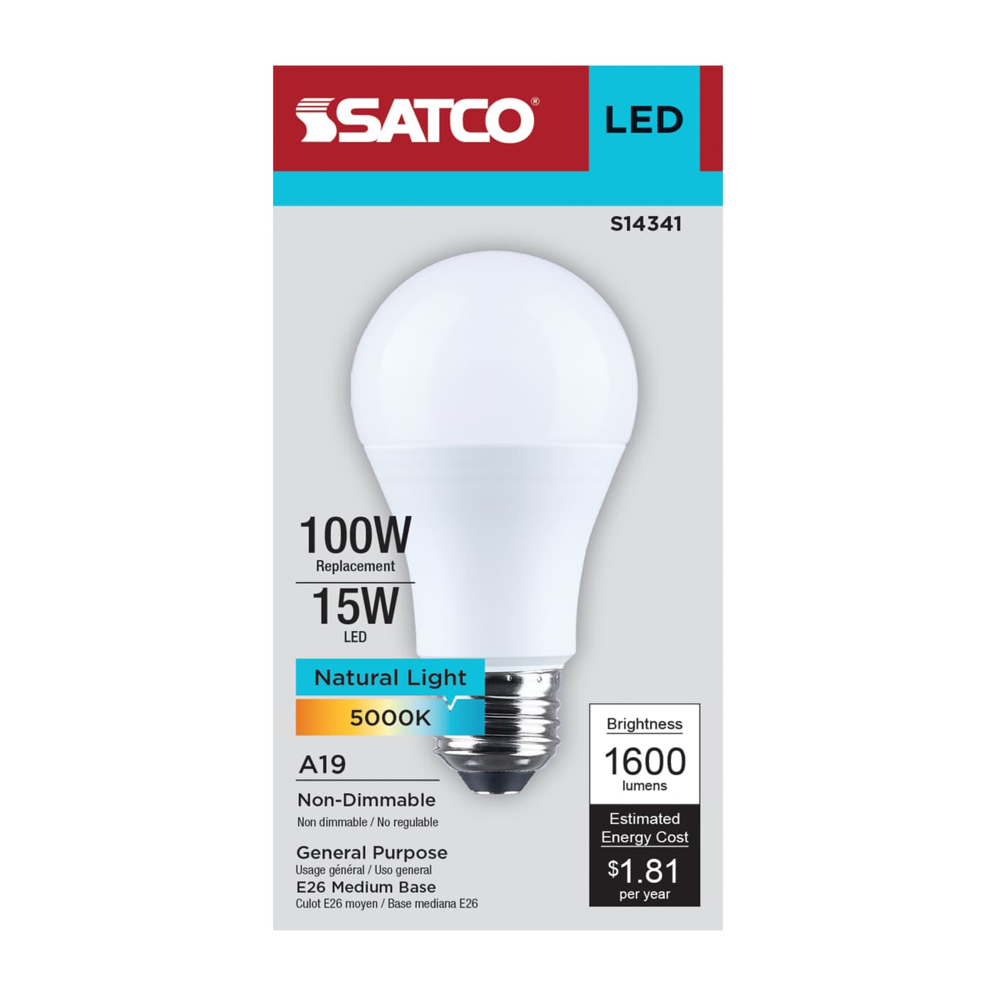 15A19L/850/E26/P/ND/1PK - S14341