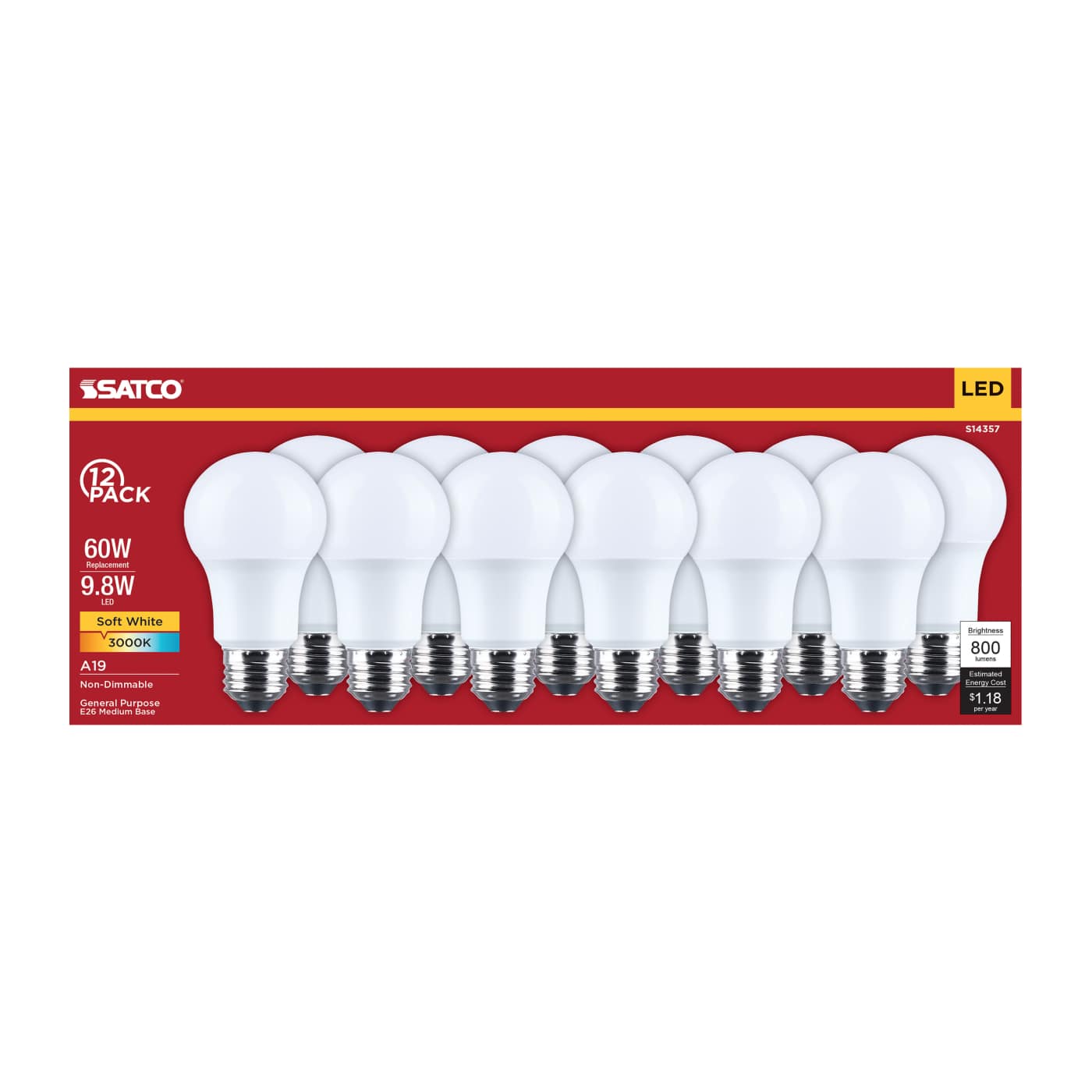 9.8A19L/930/E26/P/ND/12PK - S14357