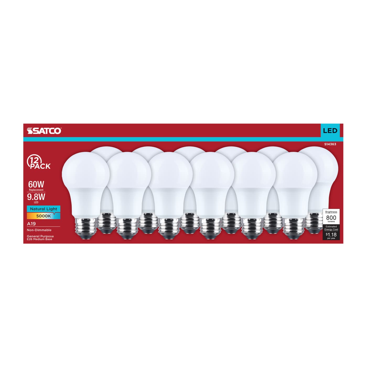 9.8A19L/950/E26/P/ND/12PK - S14363
