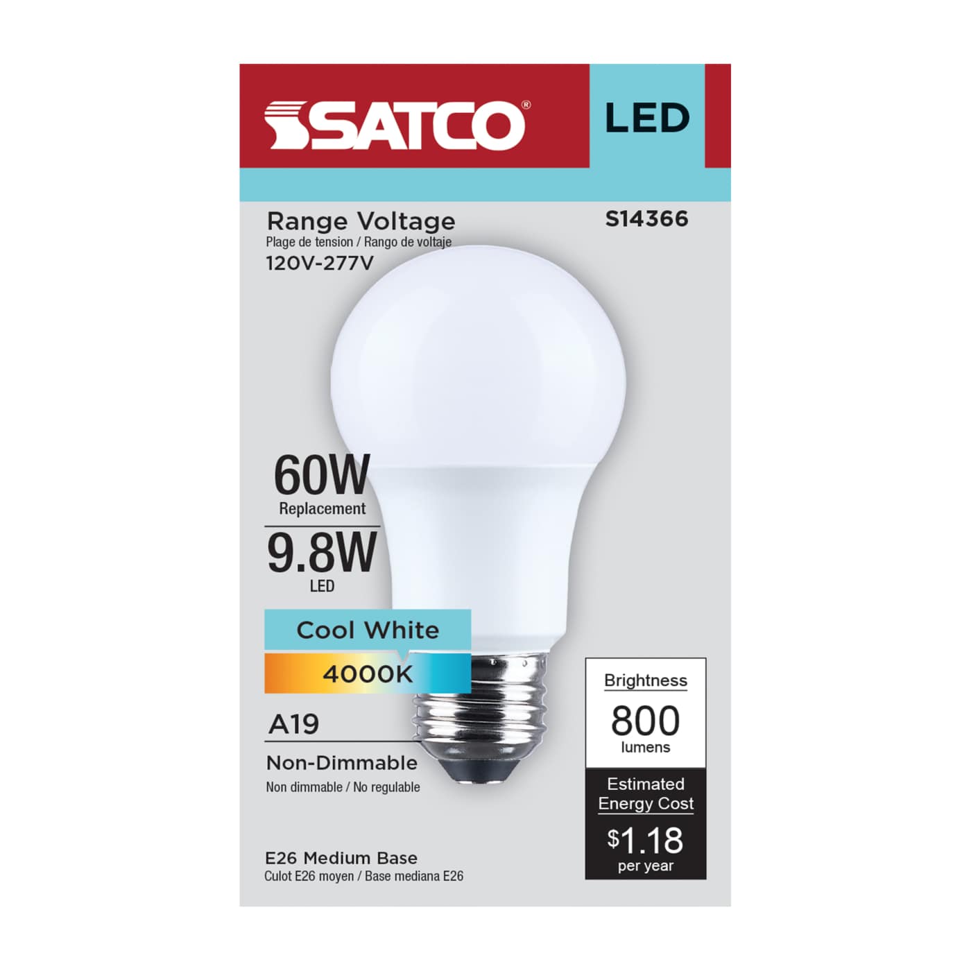 9.8A19L/940/E26/P/NDU/1PK - S14366