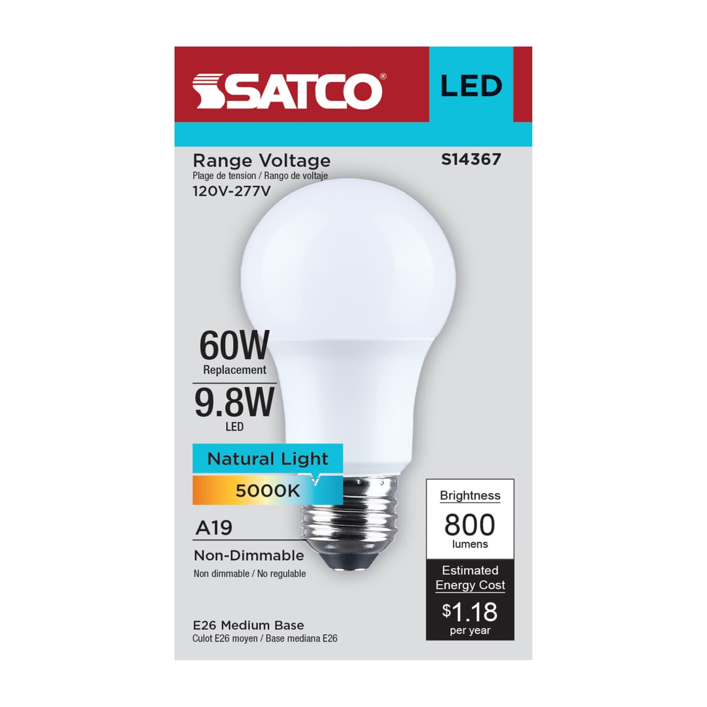 9.8A19L/950/E26/P/NDU/1PK - S14367