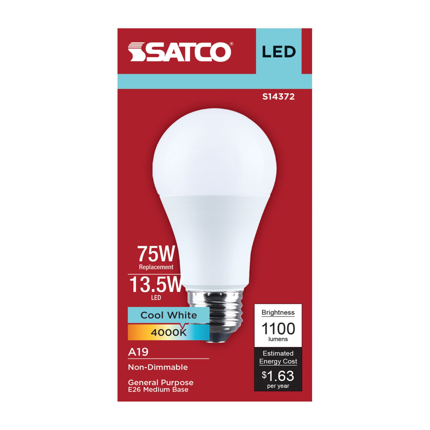13.5A19L/940/E26/P/ND/1PK - S14372