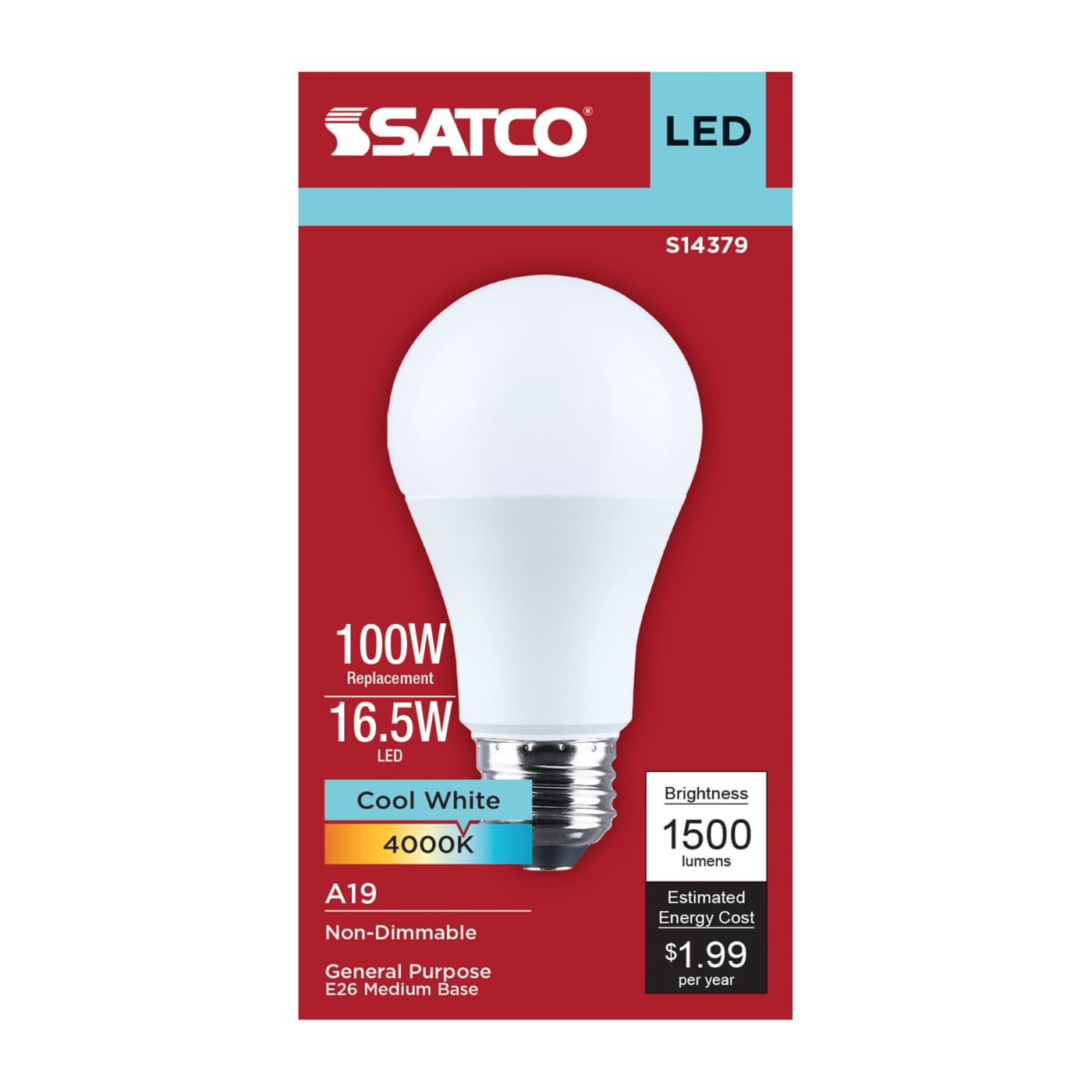 16.5A19L/940/E26/P/ND/1PK - S14379