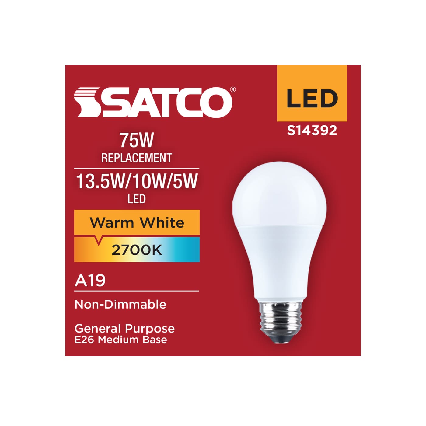 13.5SA19/827/E26D/P/ND/3WY/1PK - S14392