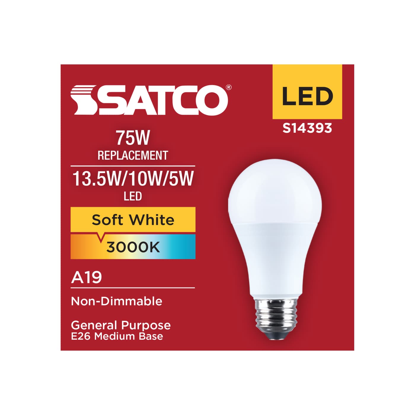 13.5SA19/830/E26D/P/ND/3WY/1PK - S14393
