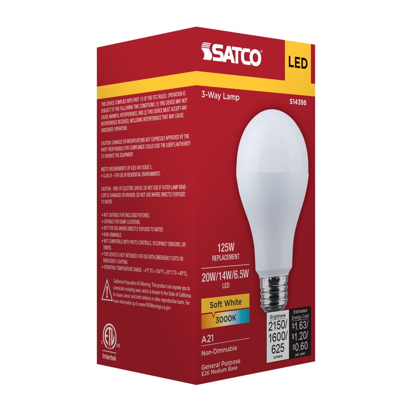 20A21/830/E26D/P/ND/3WAY/1PK - S14398