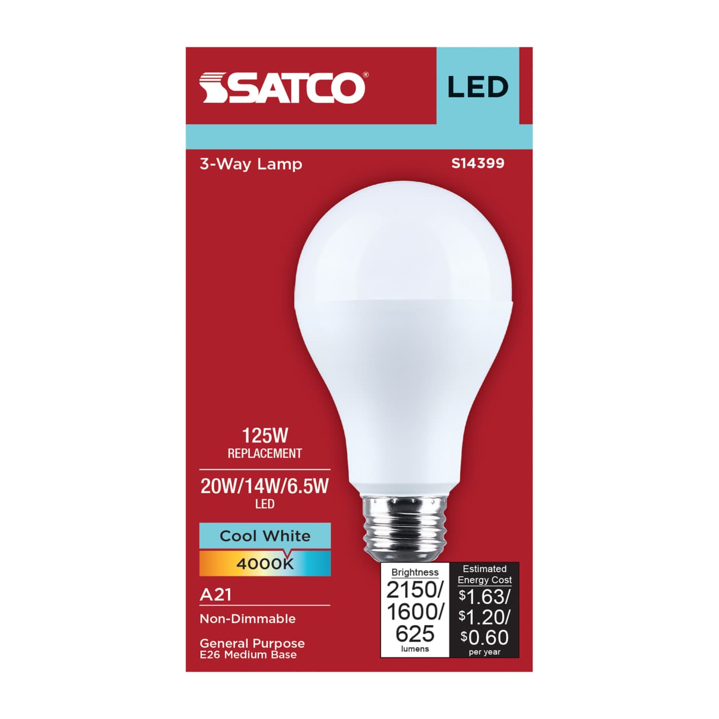 20A21/840/E26D/P/ND/3WAY/1PK - S14399
