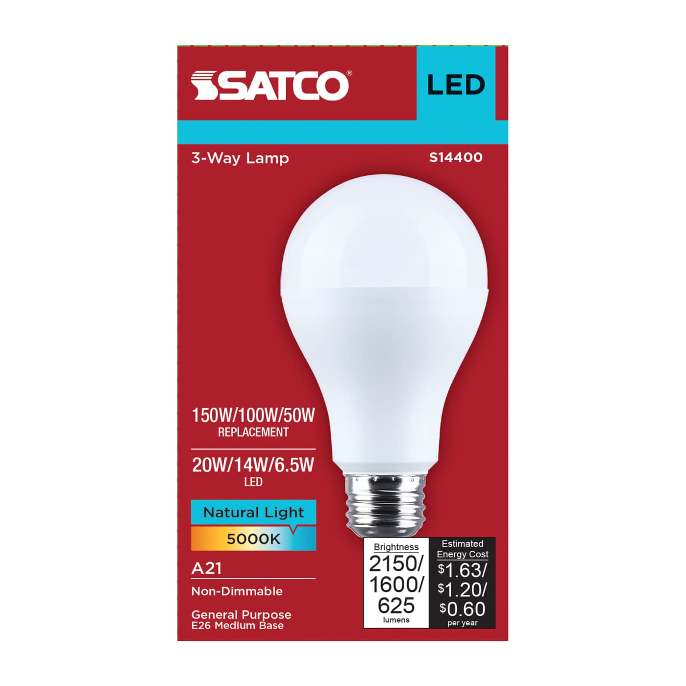 20A21/850/E26D/P/ND/3WAY/1PK - S14400
