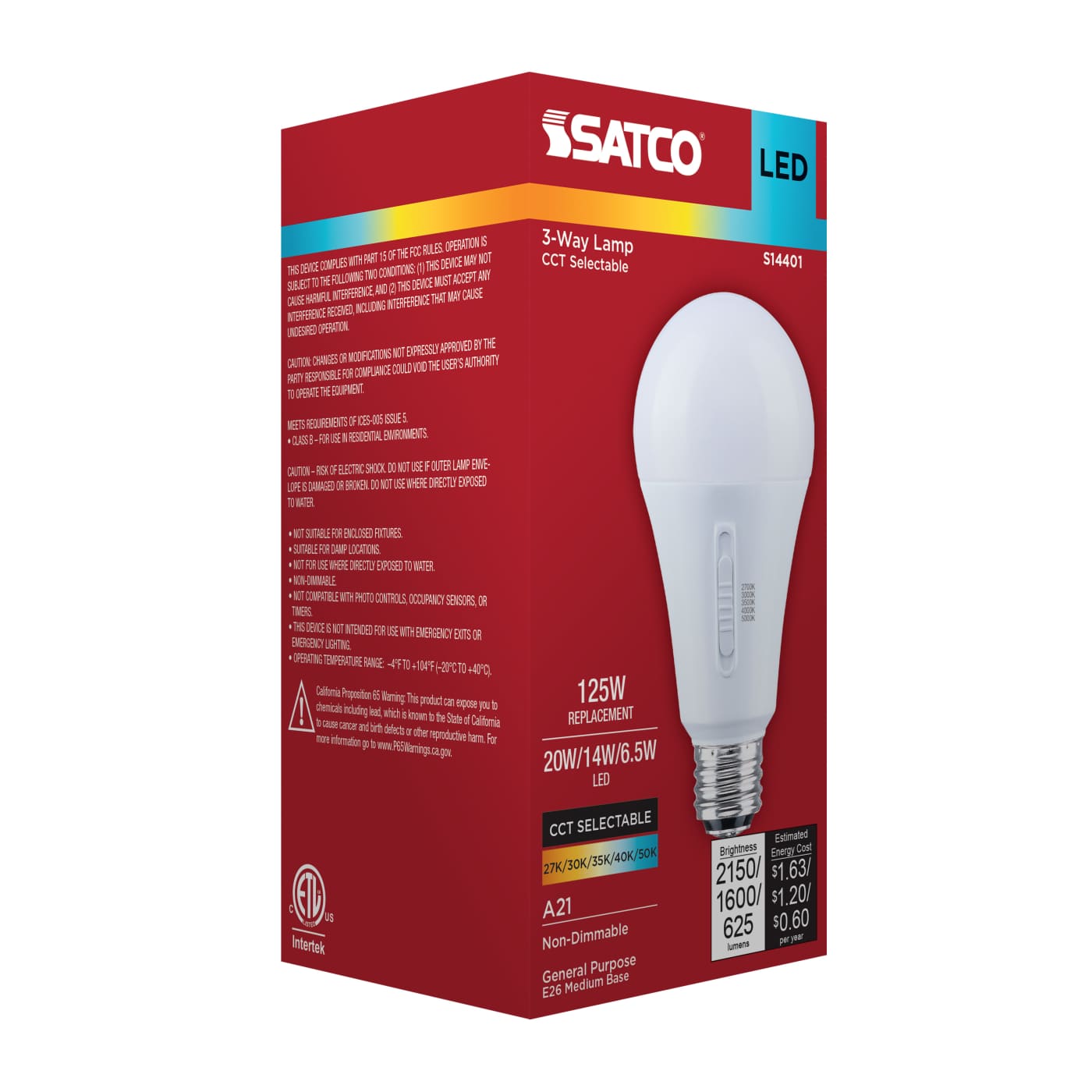 20A21/8CCT5/E26D/P/ND/3WAY/1PK - S14401
