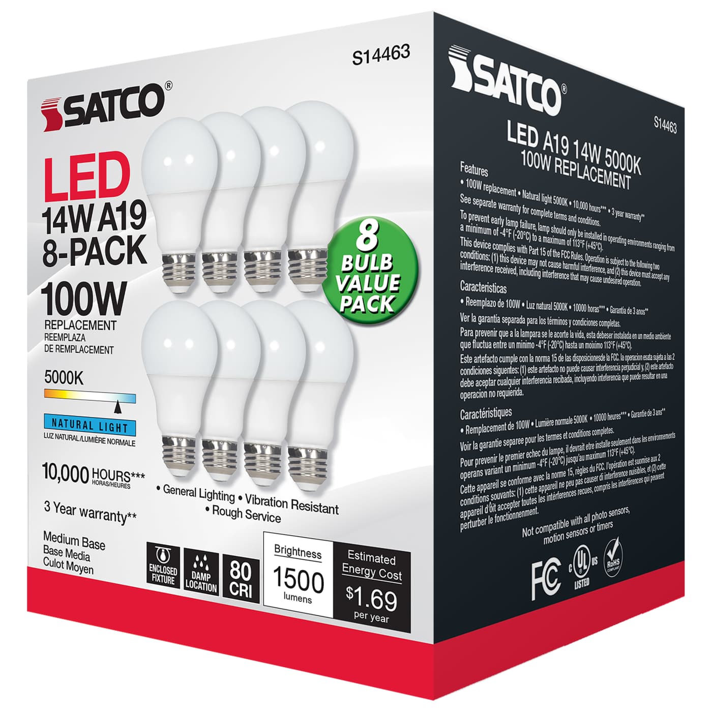 14A19/LED/850/ND/120V/8PK - S14463