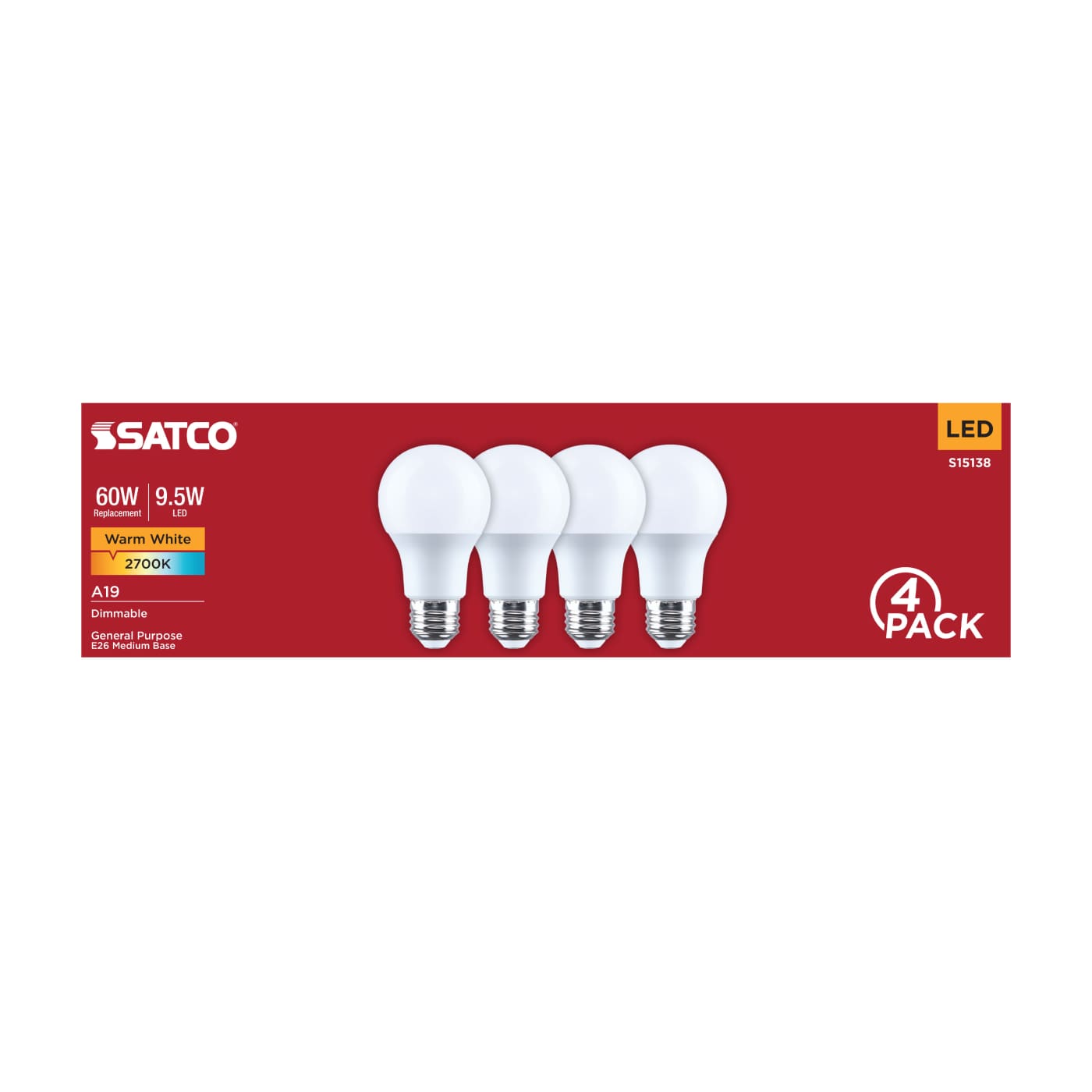 9.5A19L/827/E26/P/D/4PK - S15138