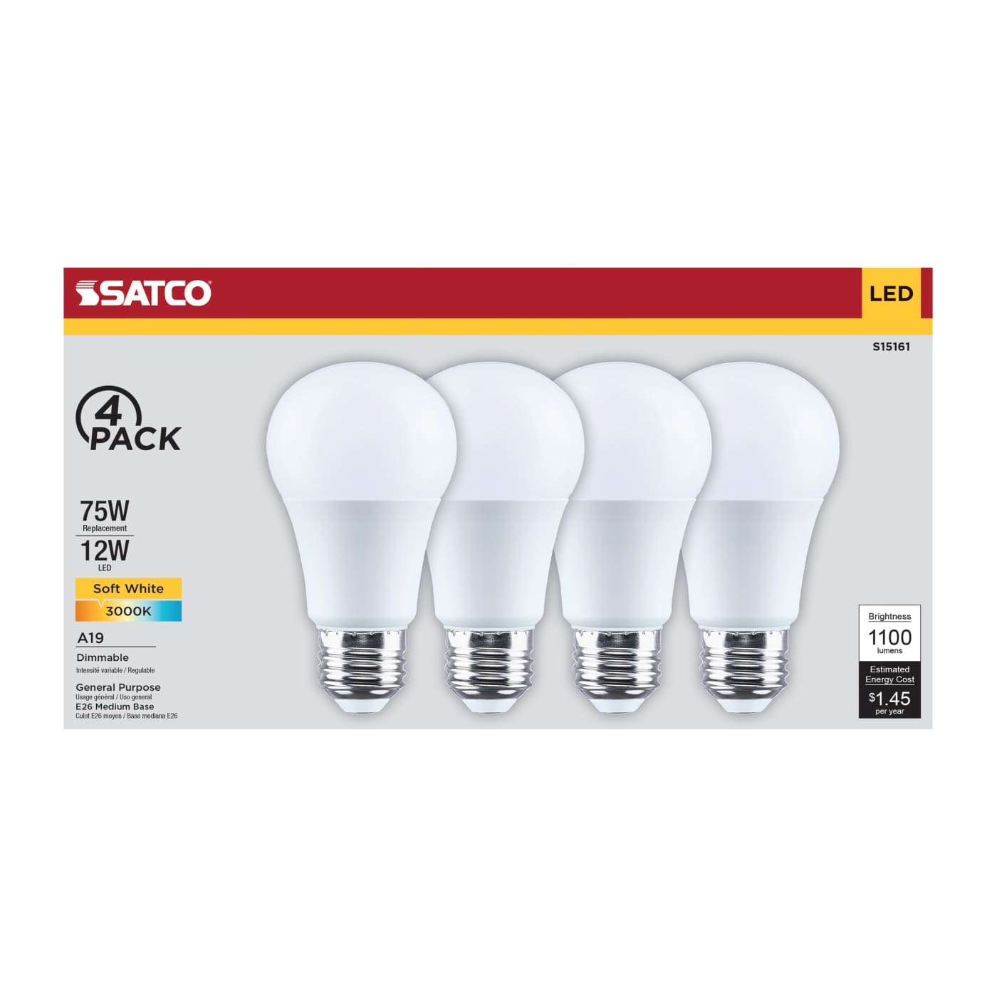 12A19L/830/E26/P/D/4PK - S15161