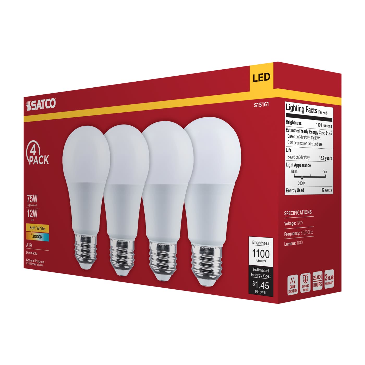 12A19L/830/E26/P/D/4PK - S15161