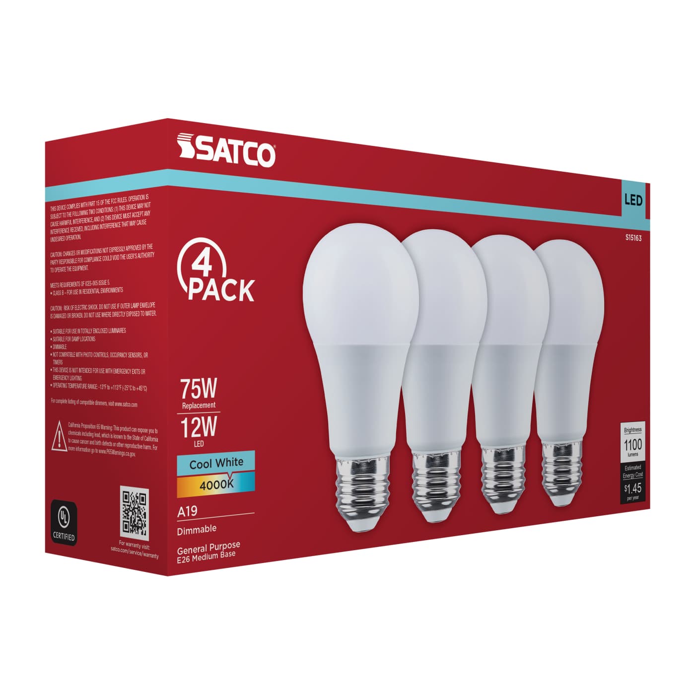 12A19L/840/E26/P/D/4PK - S15163