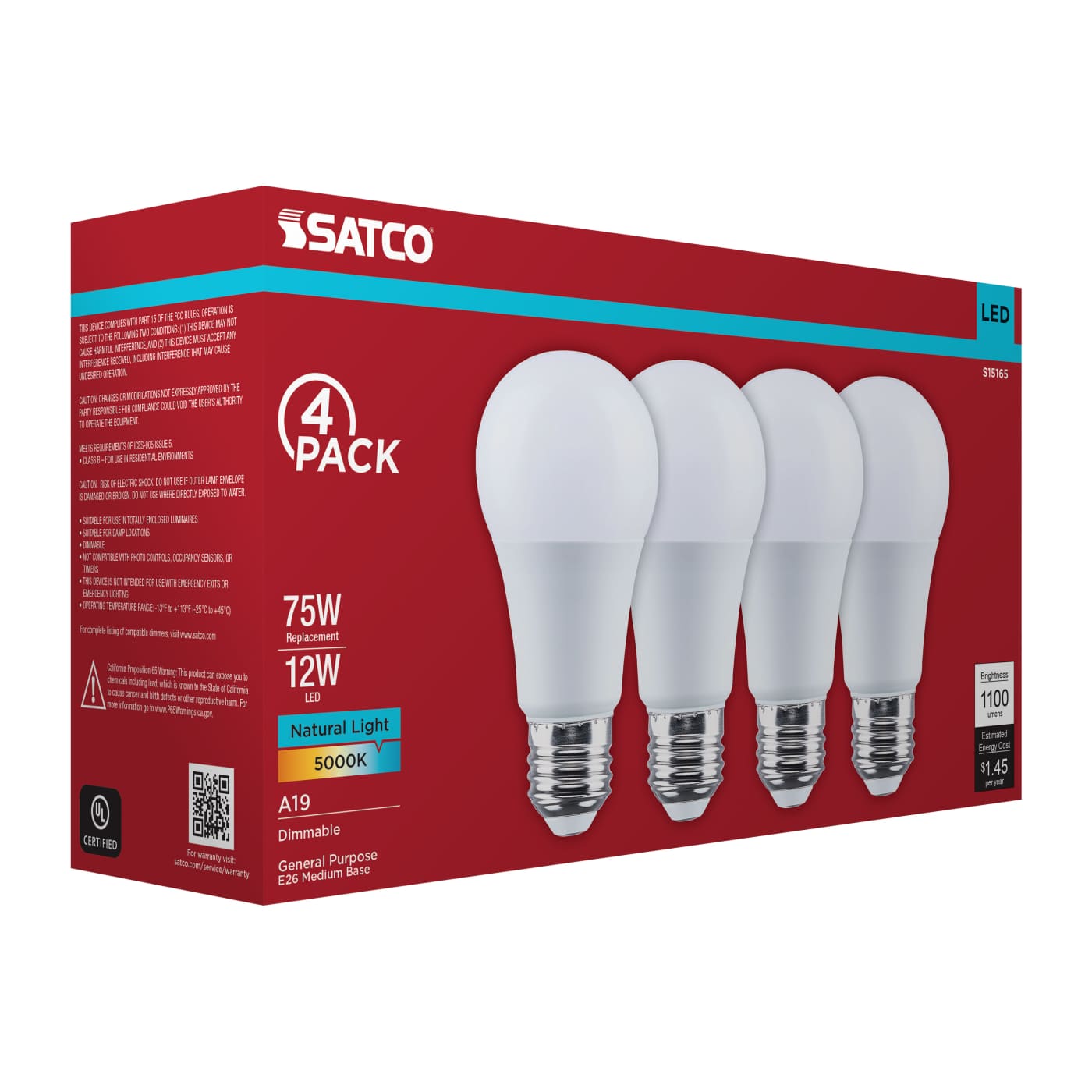 12A19L/850/E26/P/D/4PK - S15165