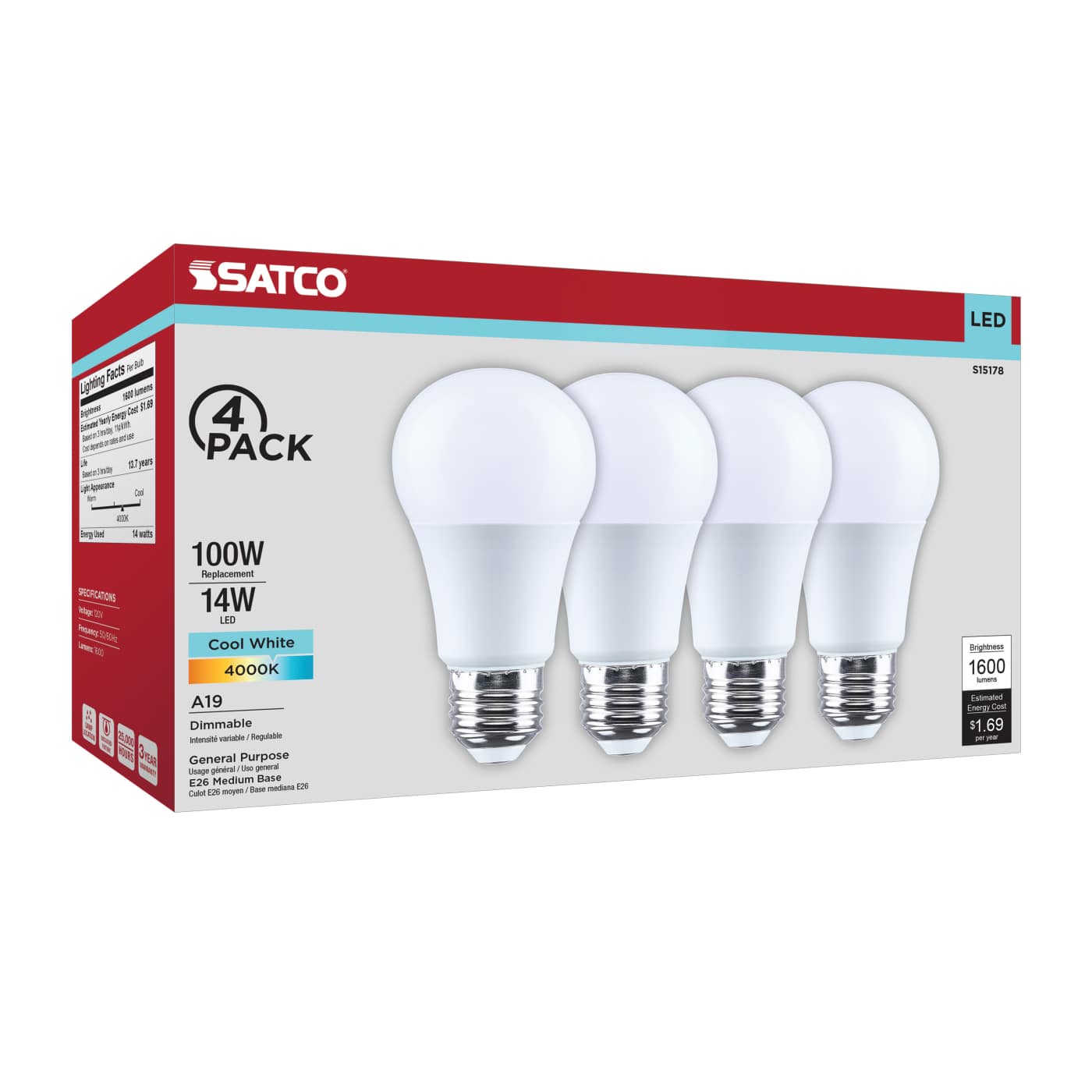 14A19L/840/E26/P/D/4PK - S15178