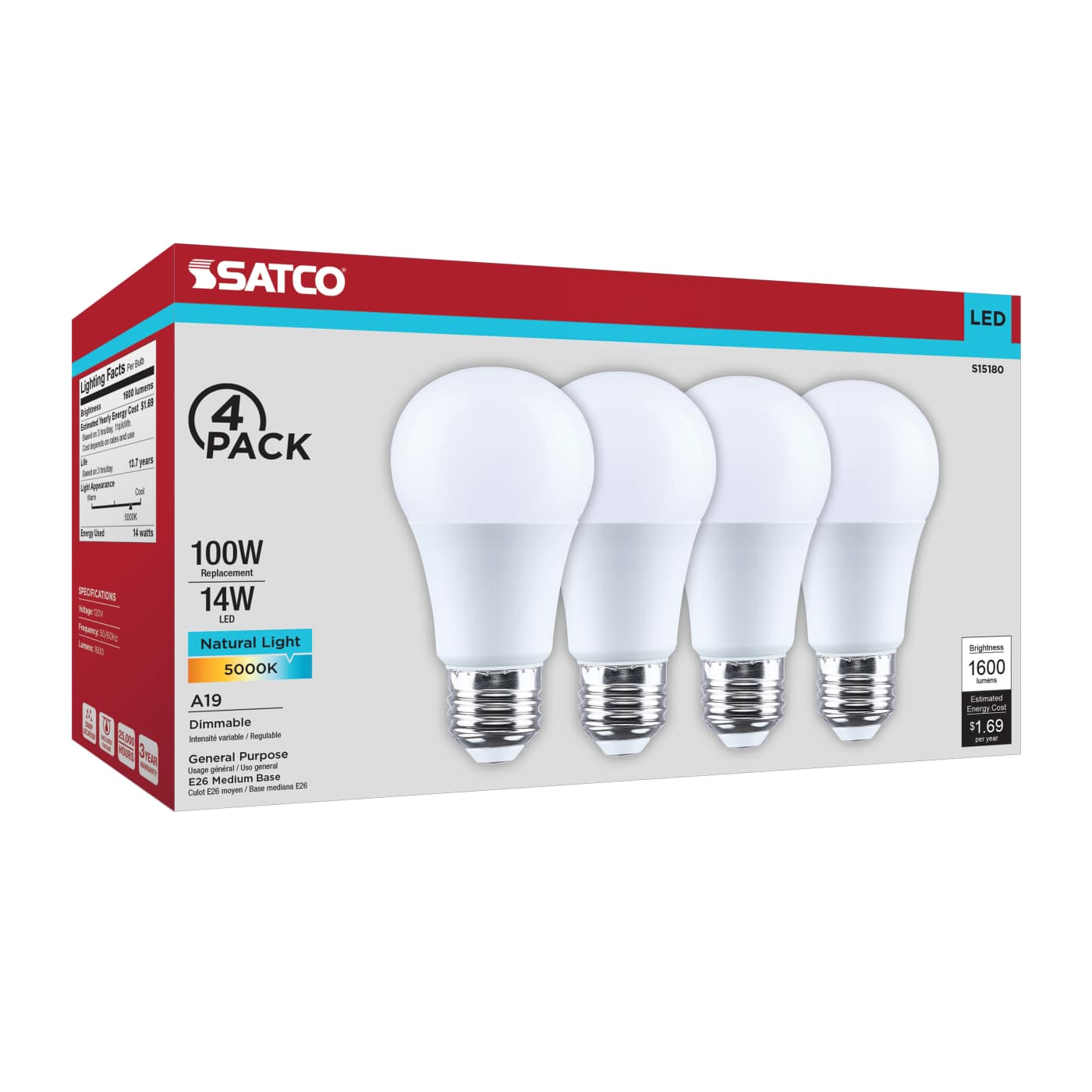 14A19L/850/E26/P/D/4PK - S15180