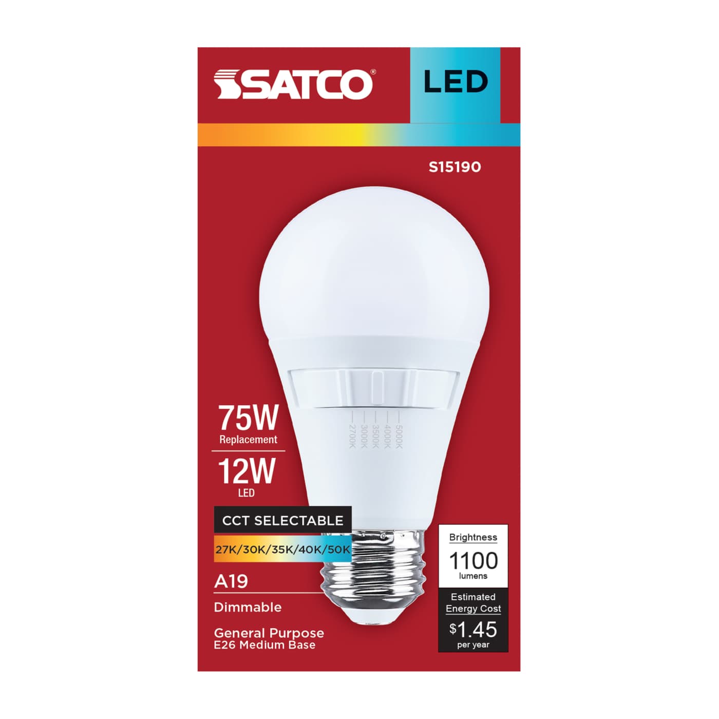 12A19L/8CCT5/E26/P/D/1PK - S15190