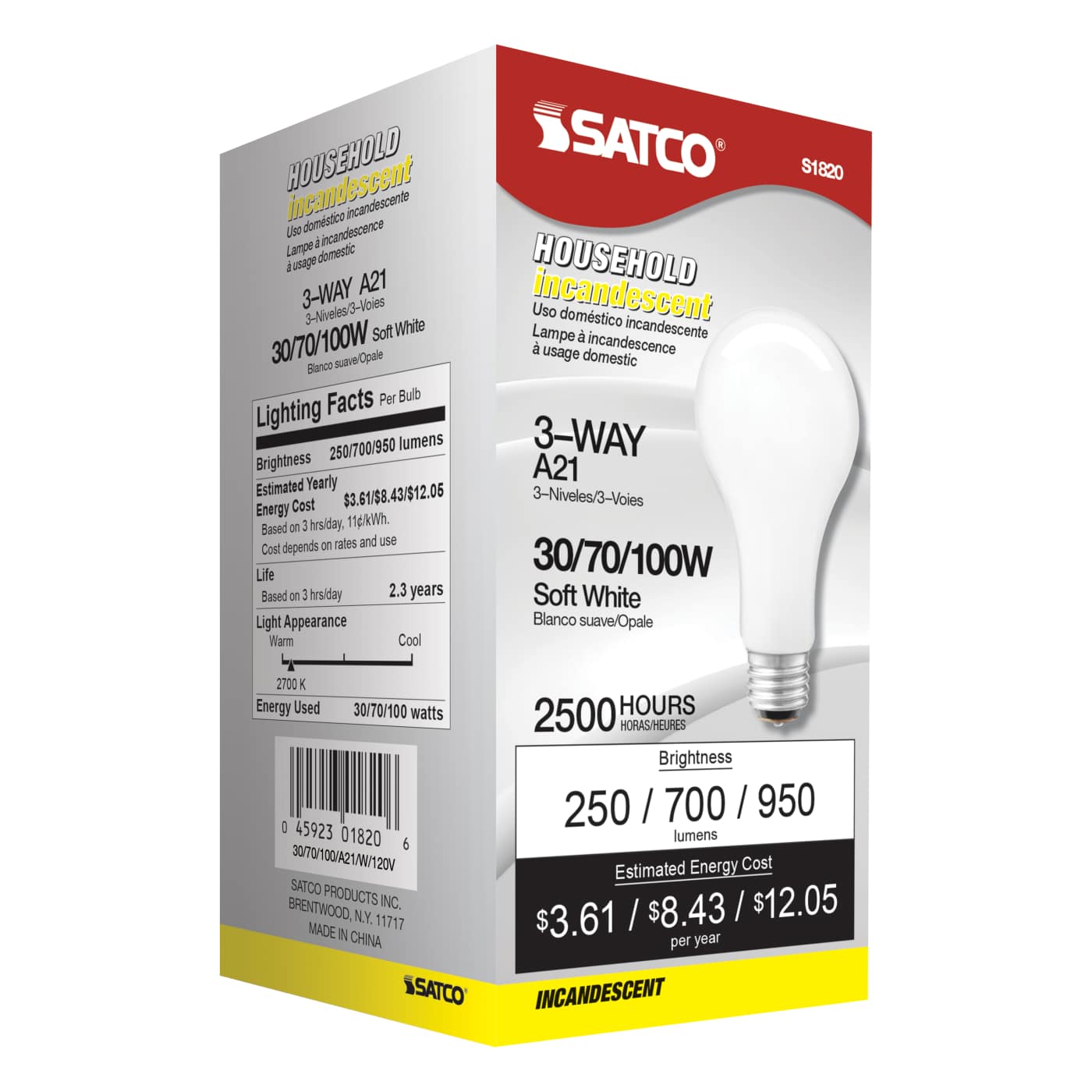 30-70-100W 3-WAY LONG LIFE - S1820