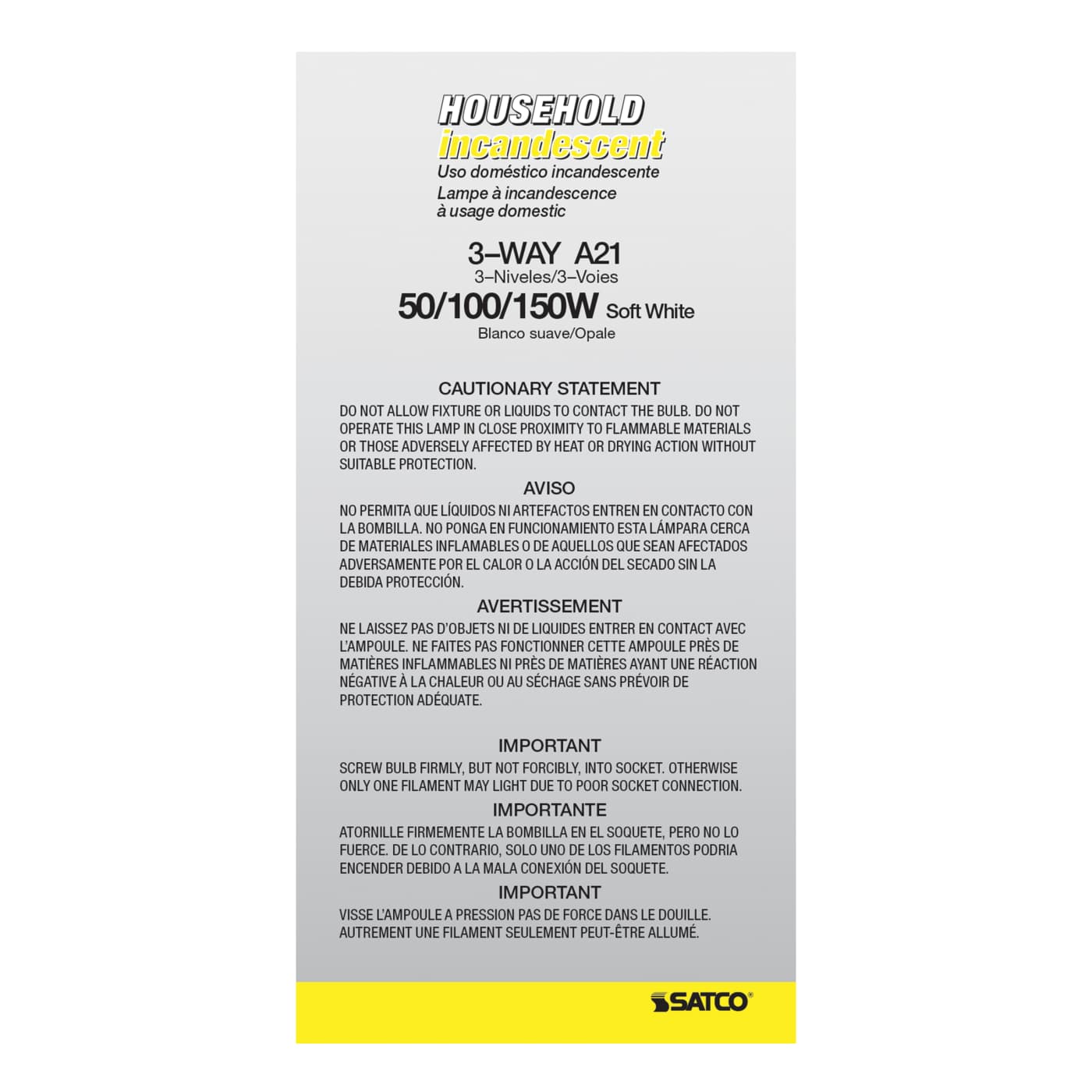 50-100-150W 3-WAY LONG LIFE - S1821