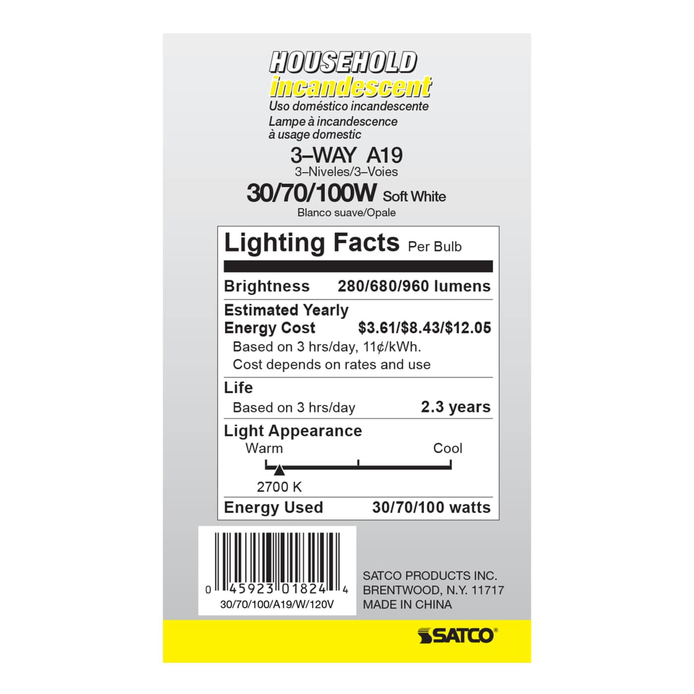 30-70-100W 3-WAY A-19 - S1824