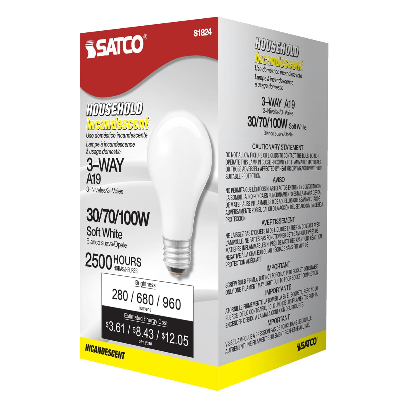 30-70-100W 3-WAY A-19 - S1824