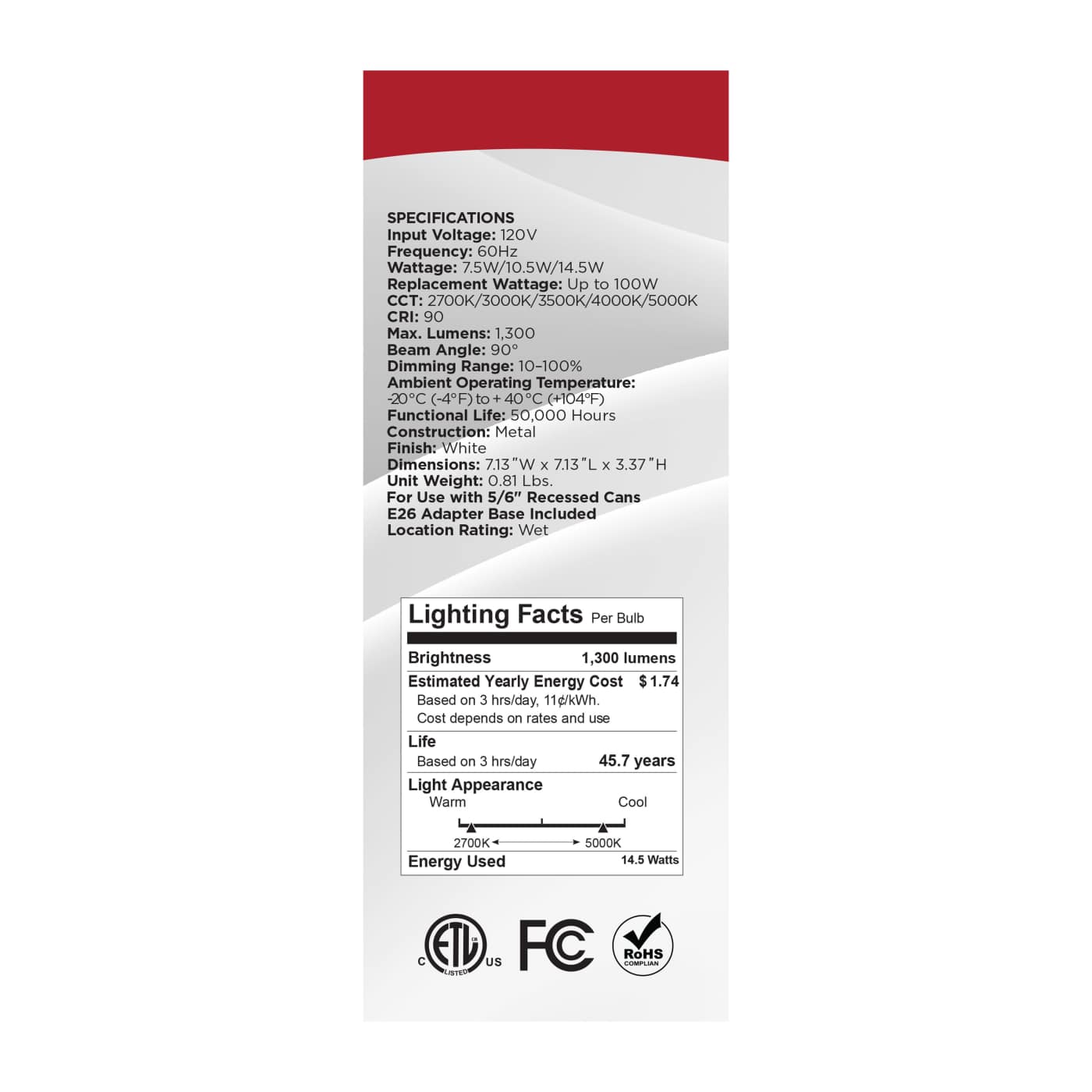 14.5LED/RDL/5-6/WS/5CCT/SQ - S18803