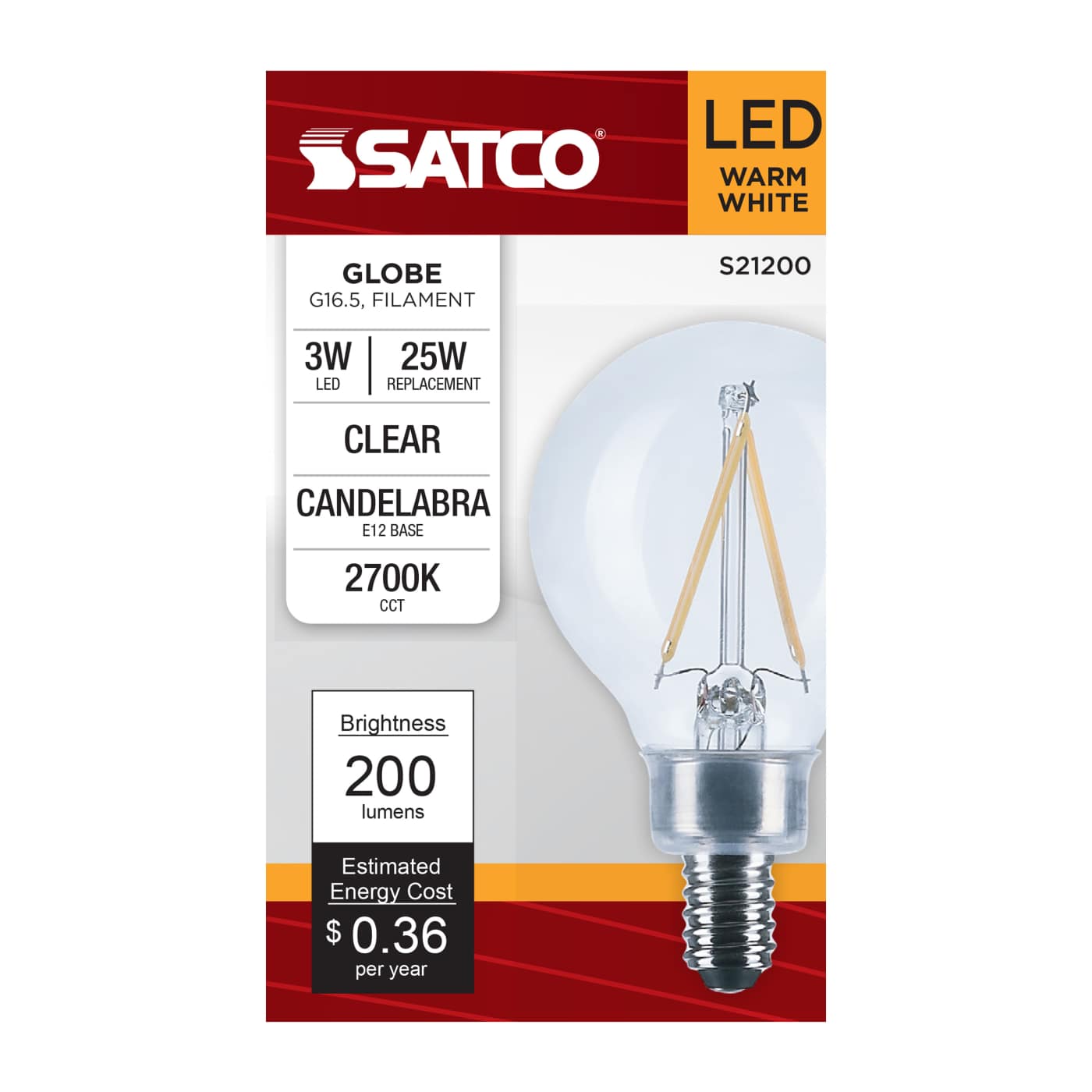 S21200 3G16.5/LED/CL/927/120V/E12