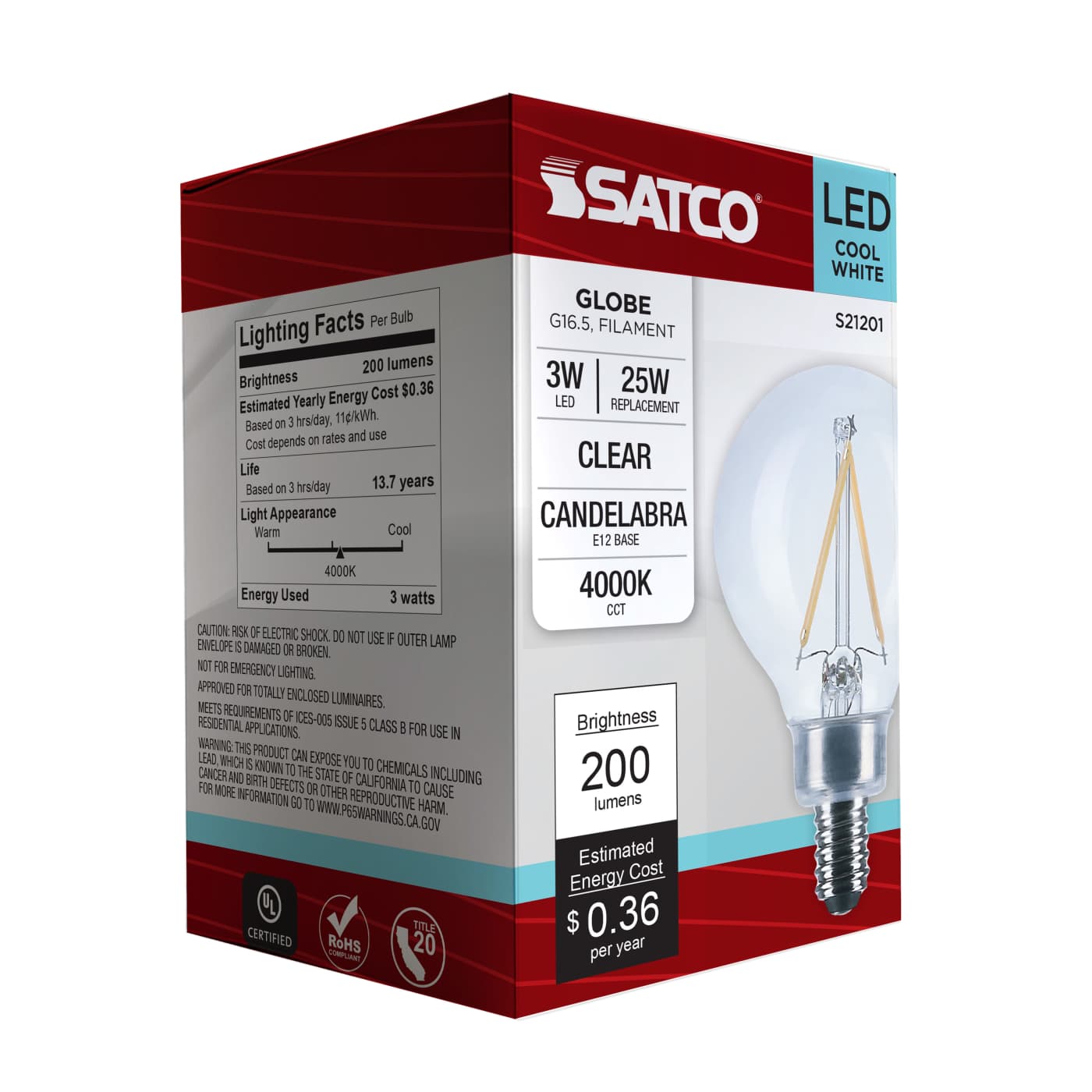 3G16.5/LED/CL/940/120V/E12 - S21201