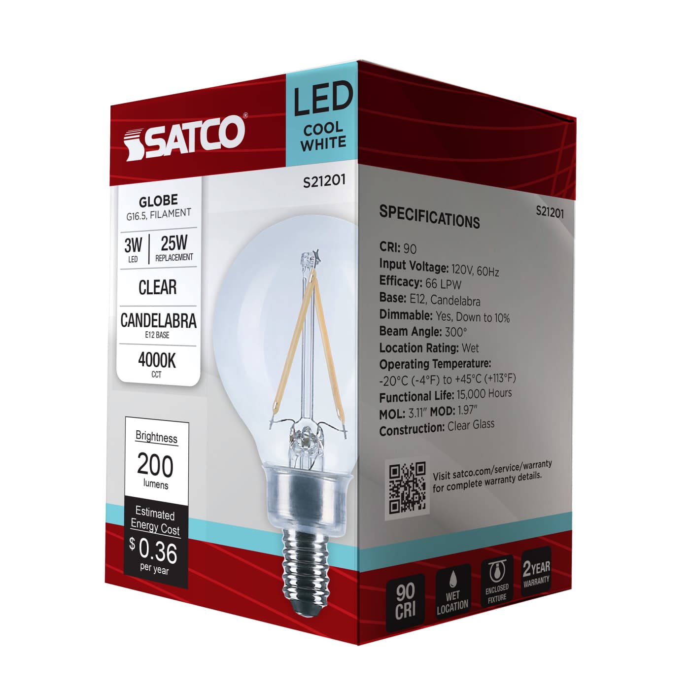 3G16.5/LED/CL/940/120V/E12 - S21201