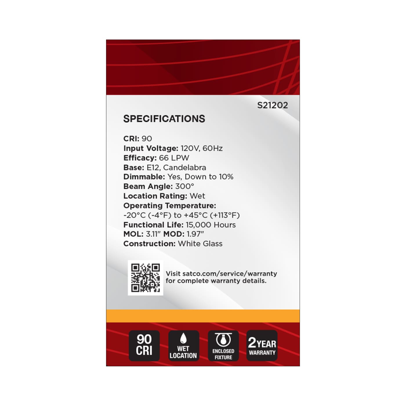 3G16.5/LED/WH/927/120V/E12 - S21202