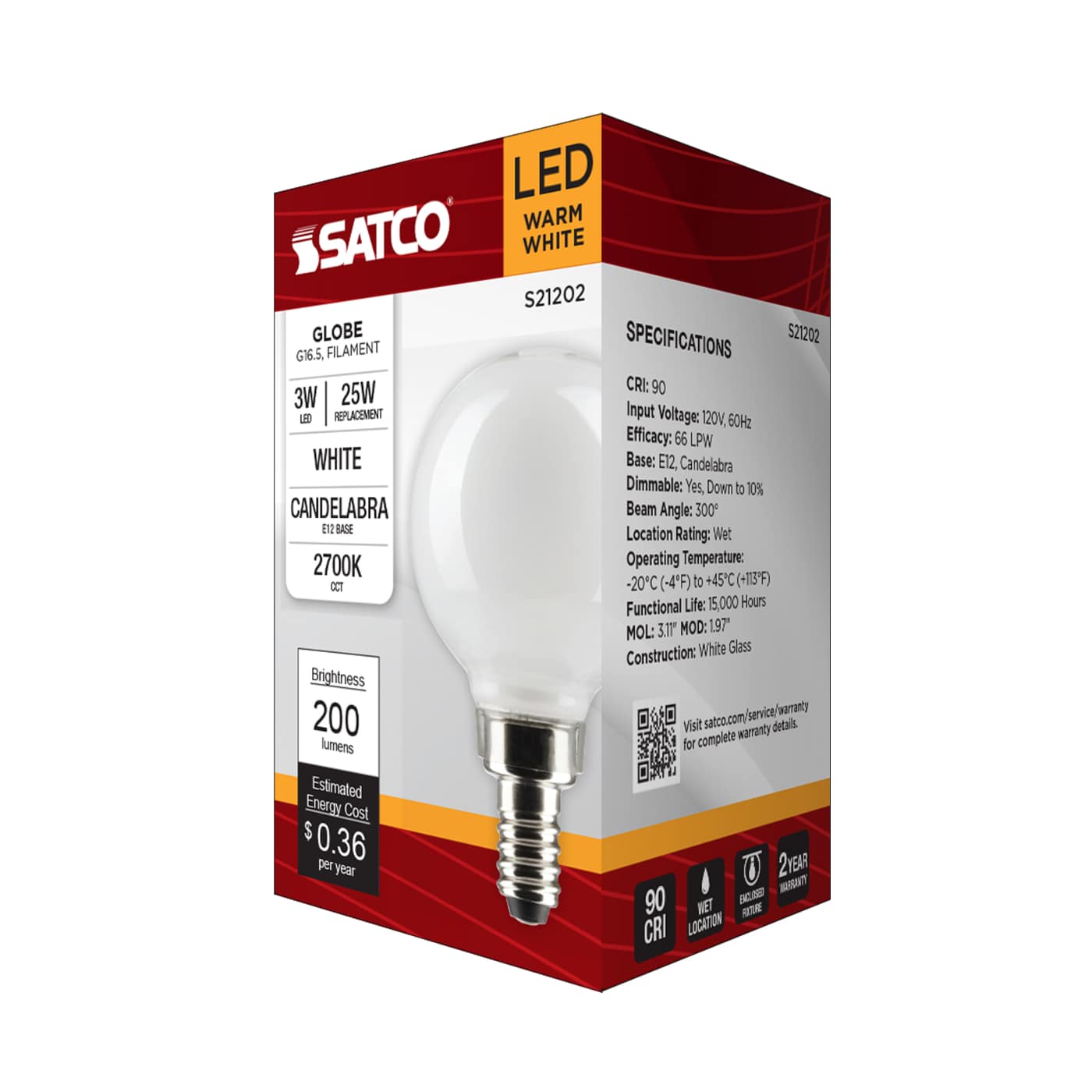 3G16.5/LED/WH/927/120V/E12 - S21202