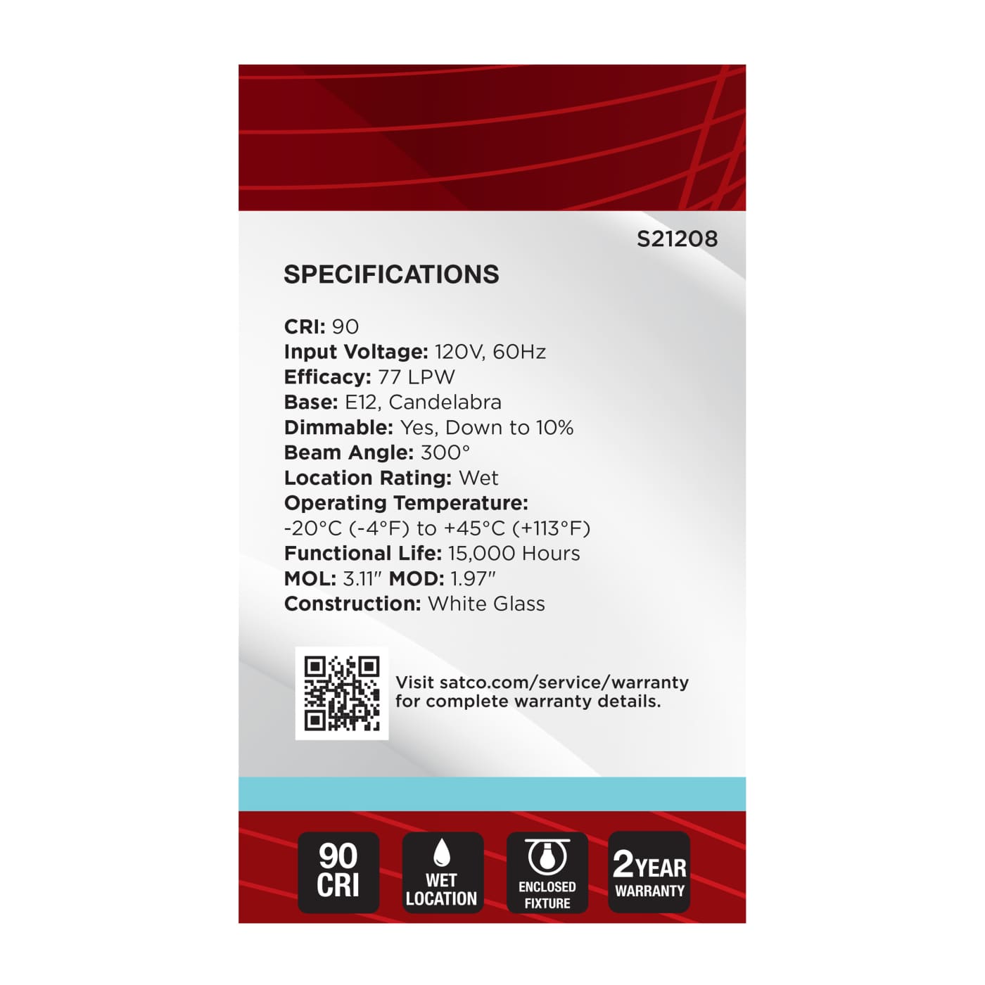 4.5G16.5/LED/WH/940/120V/E12 - S21208