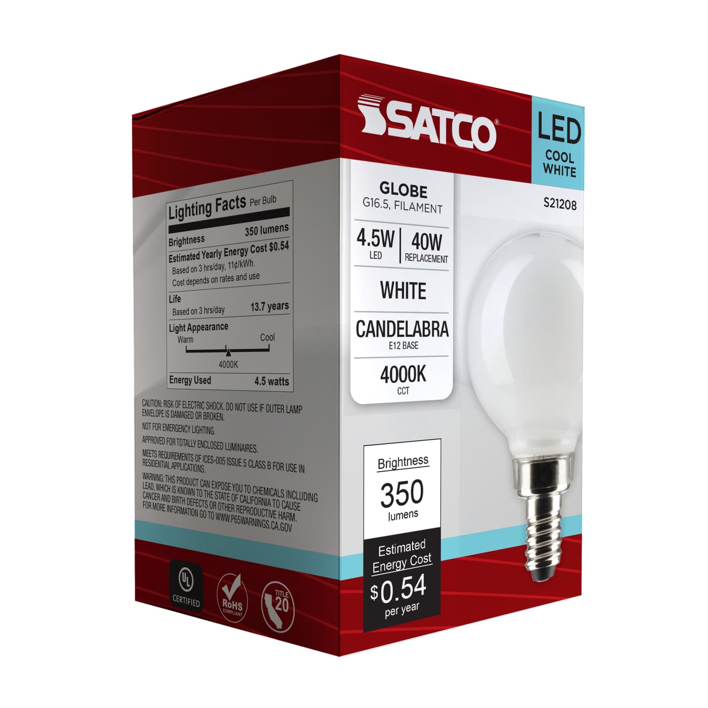 4.5G16.5/LED/WH/940/120V/E12 - S21208