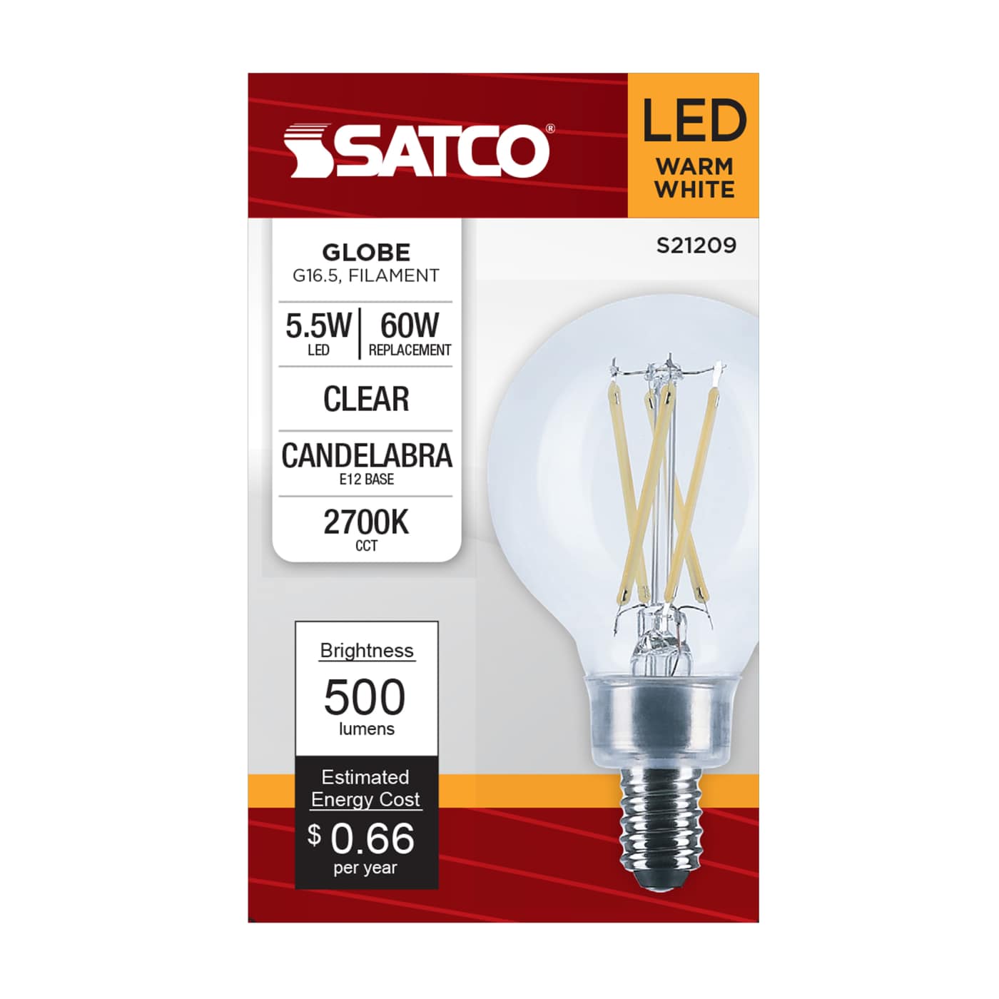 5.5G16.5/LED/CL/927/120V/E12 - S21209