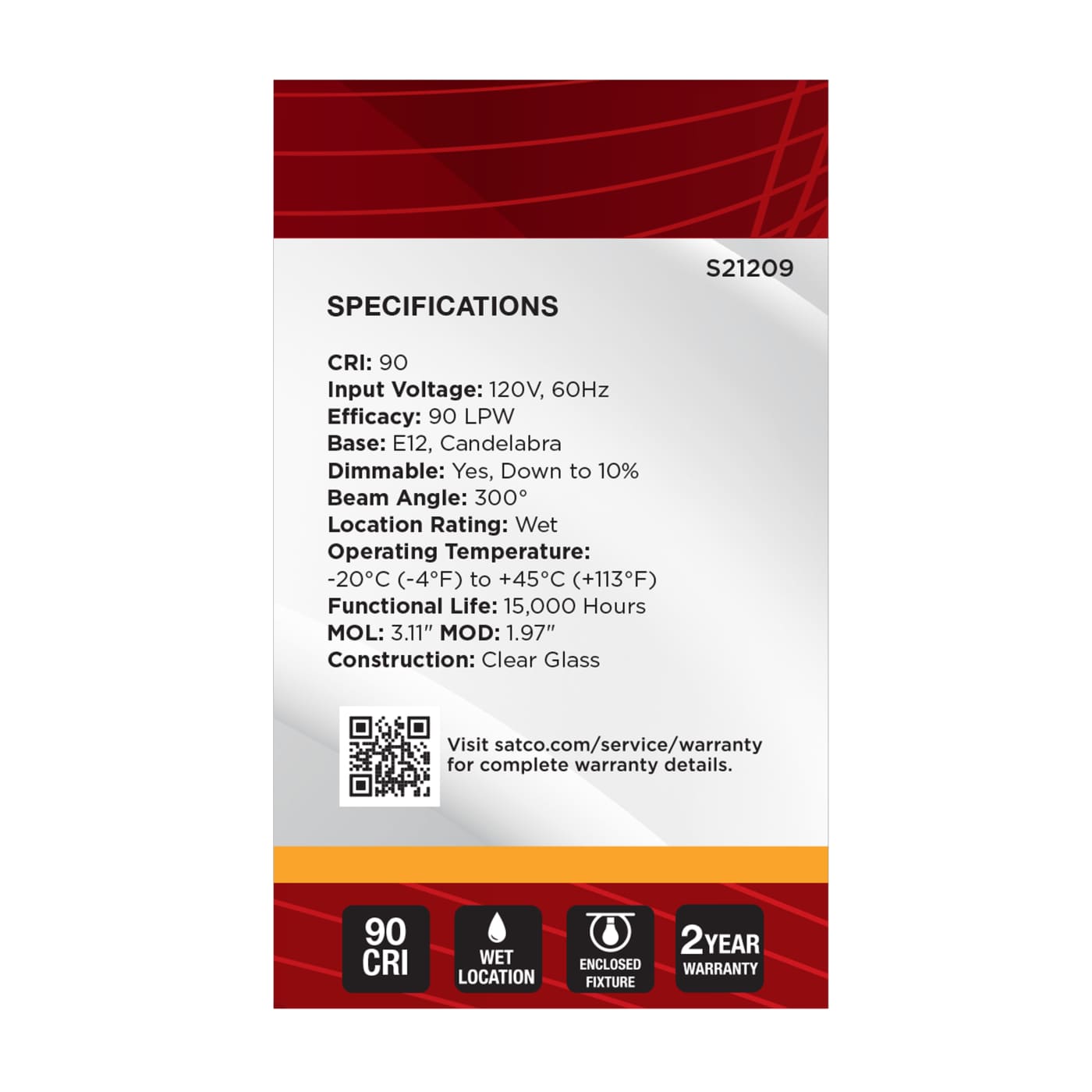 5.5G16.5/LED/CL/927/120V/E12 - S21209