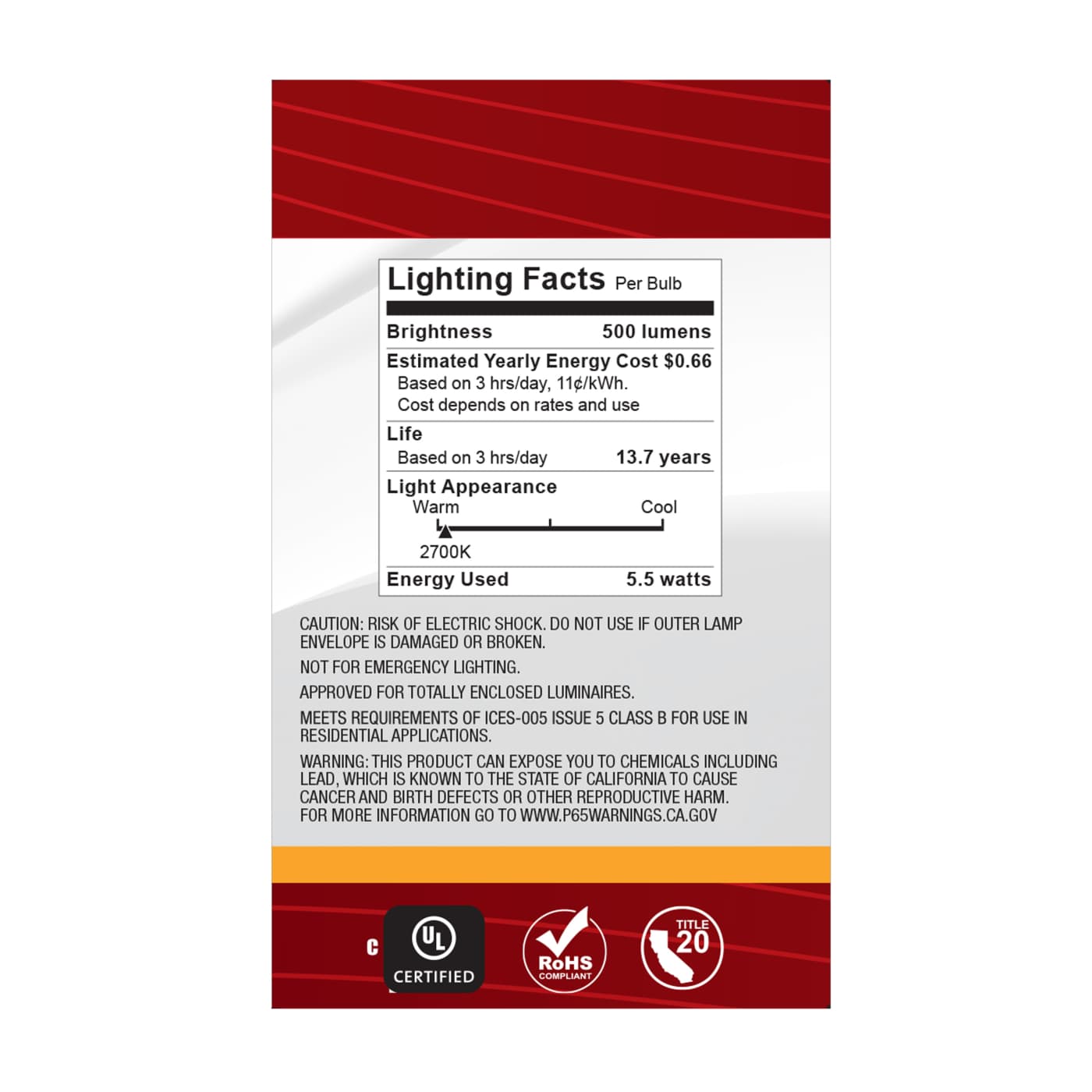 5.5G16.5/LED/CL/927/120V/E12 - S21209