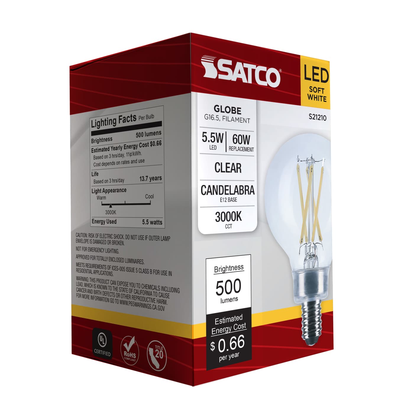 5.5G16.5/LED/CL/930/120V/E12 - S21210