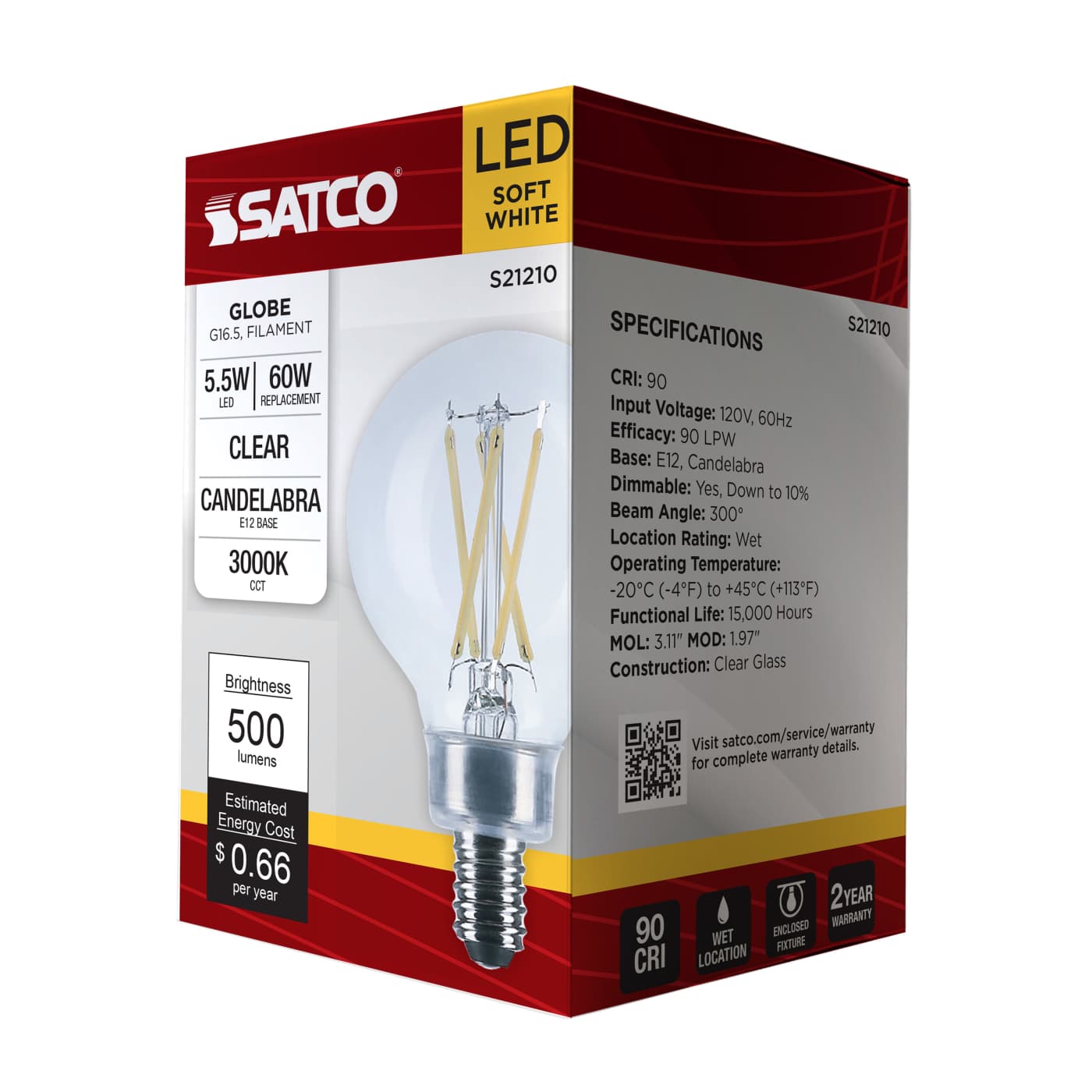 5.5G16.5/LED/CL/930/120V/E12 - S21210