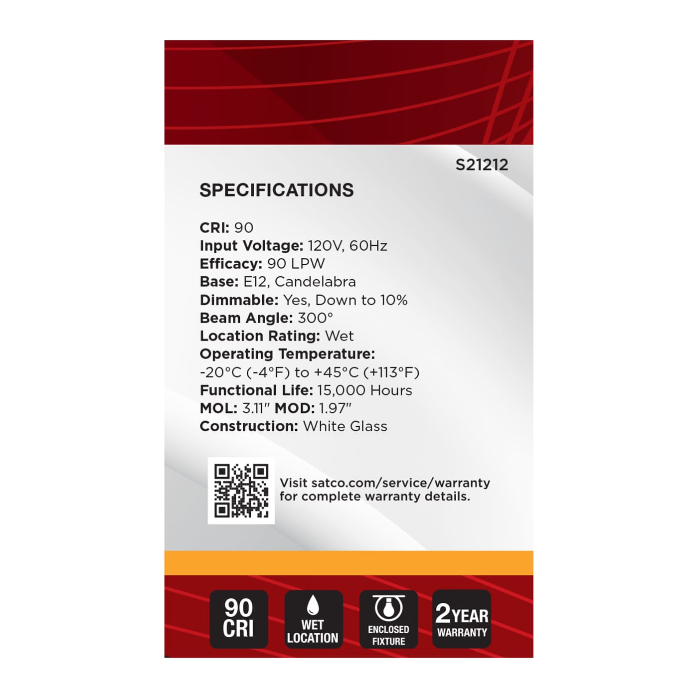 5.5G16.5/LED/WH/927/120V/E12 - S21212