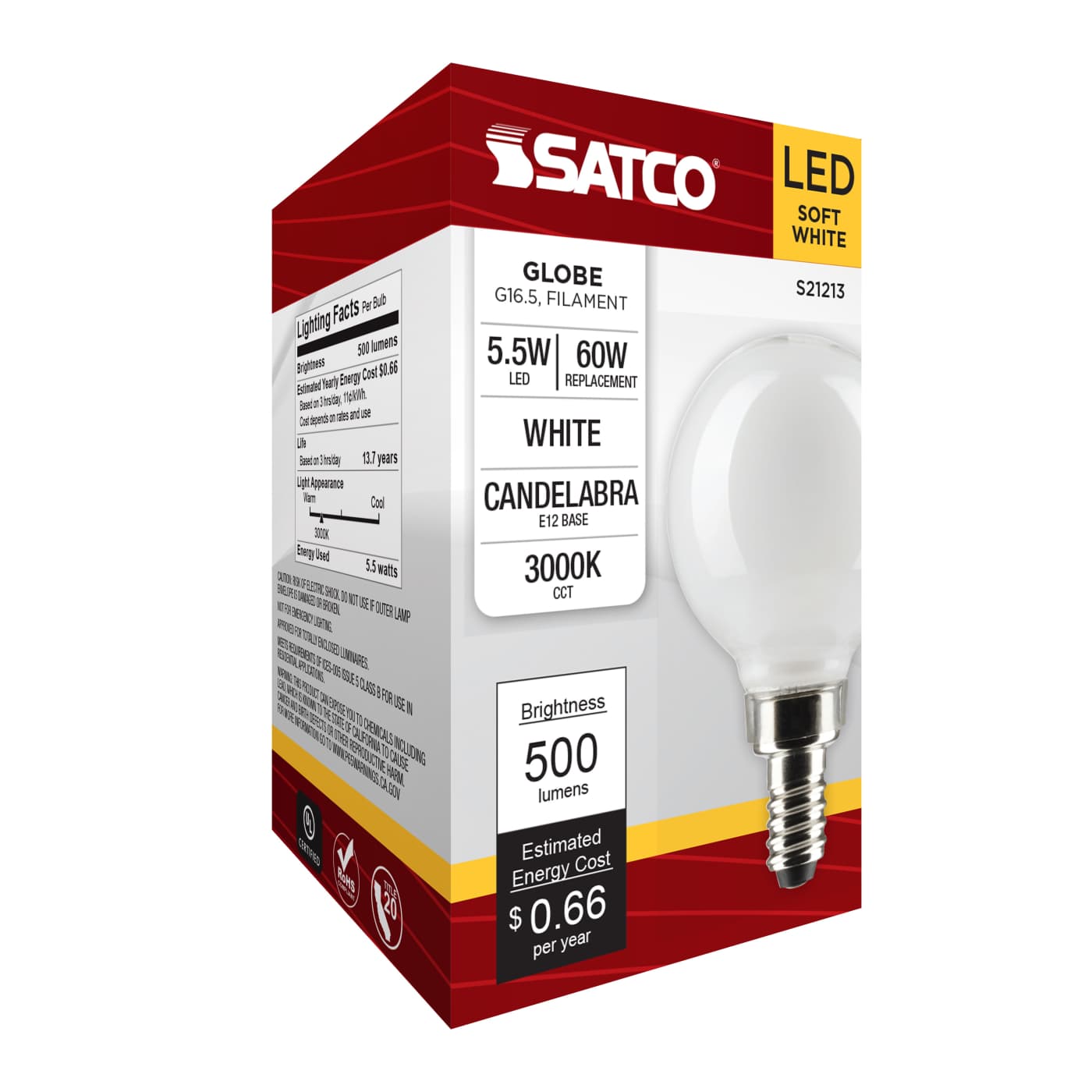 5.5G16.5/LED/WH/930/120V/E12 - S21213