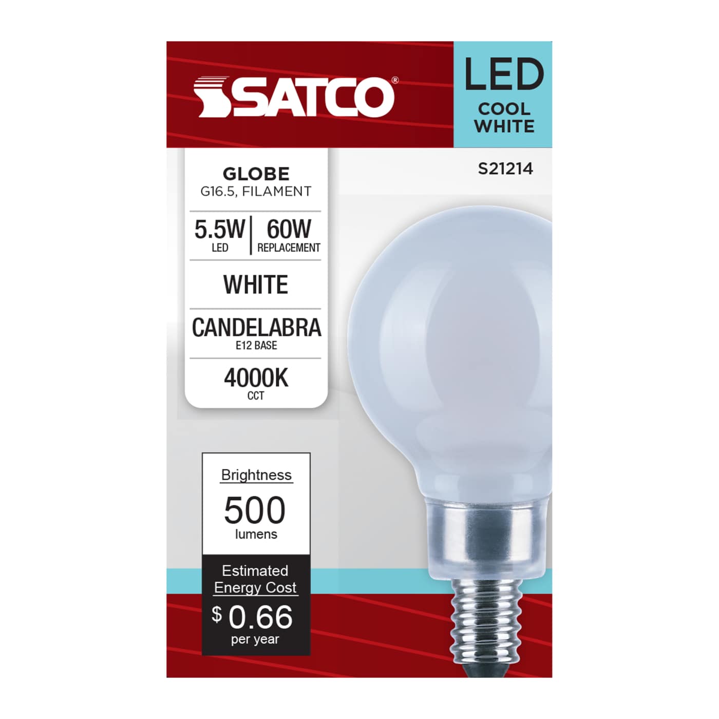 5.5G16.5/LED/WH/940/120V/E12 - S21214